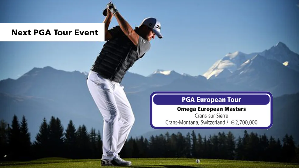 Hintergrundbild – Berge mit Golfer / Bildquelle: omegaeuropeanmasters.com