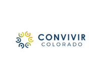 Logo for Convivir Colorado with blue and yellow design elements