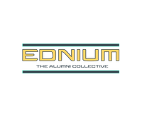Logo with the word 'EDNIUM' in stylized yellow and blue text.