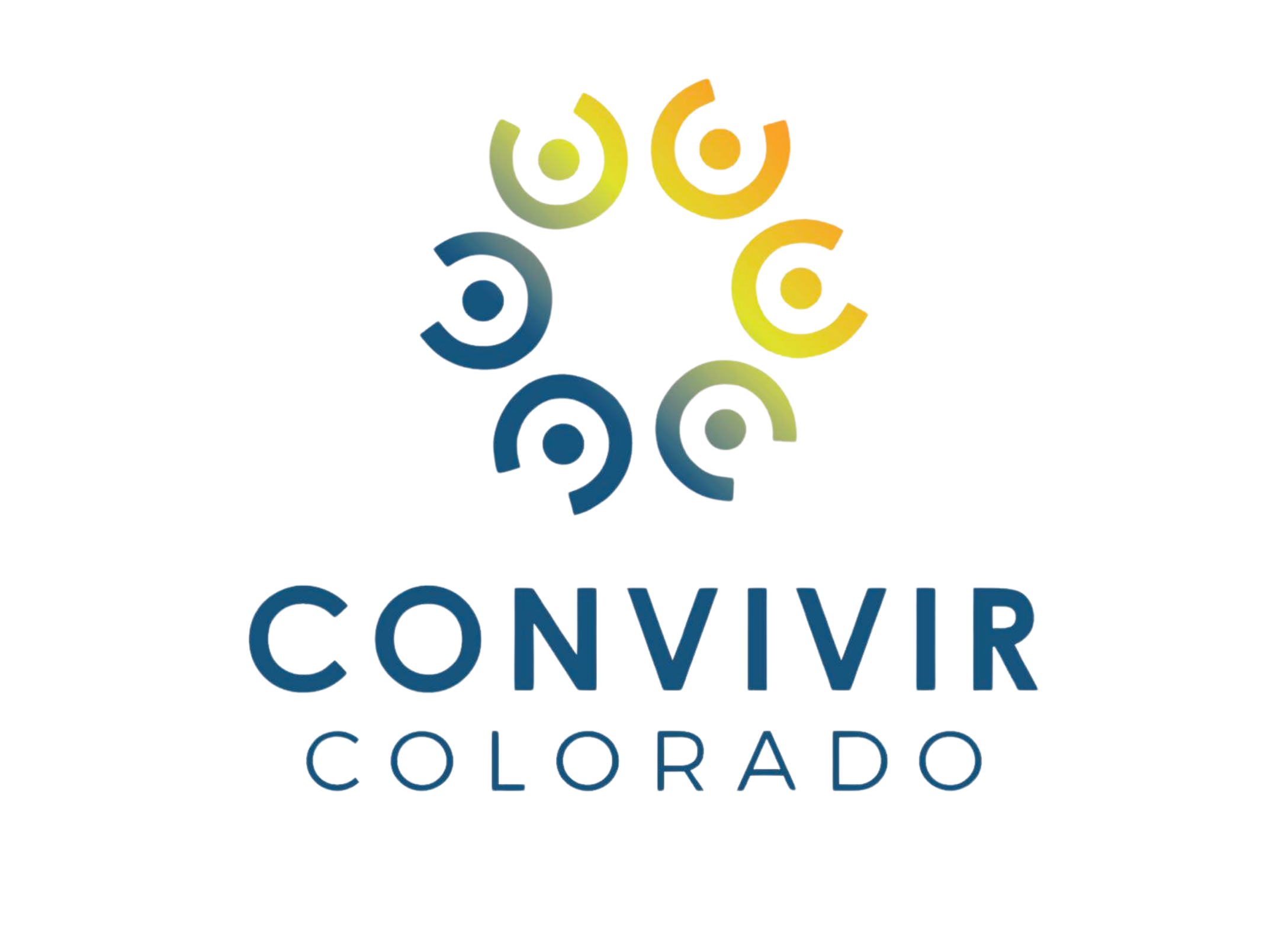 Logo for Convivir Colorado with blue and yellow design elements
