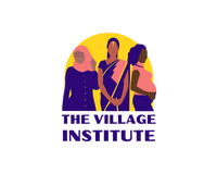 Logo for The Violence Institute featuring three diverse women standing together, with purple and yellow colors.