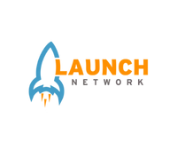 Logo for Launch Network with a stylized rocket icon