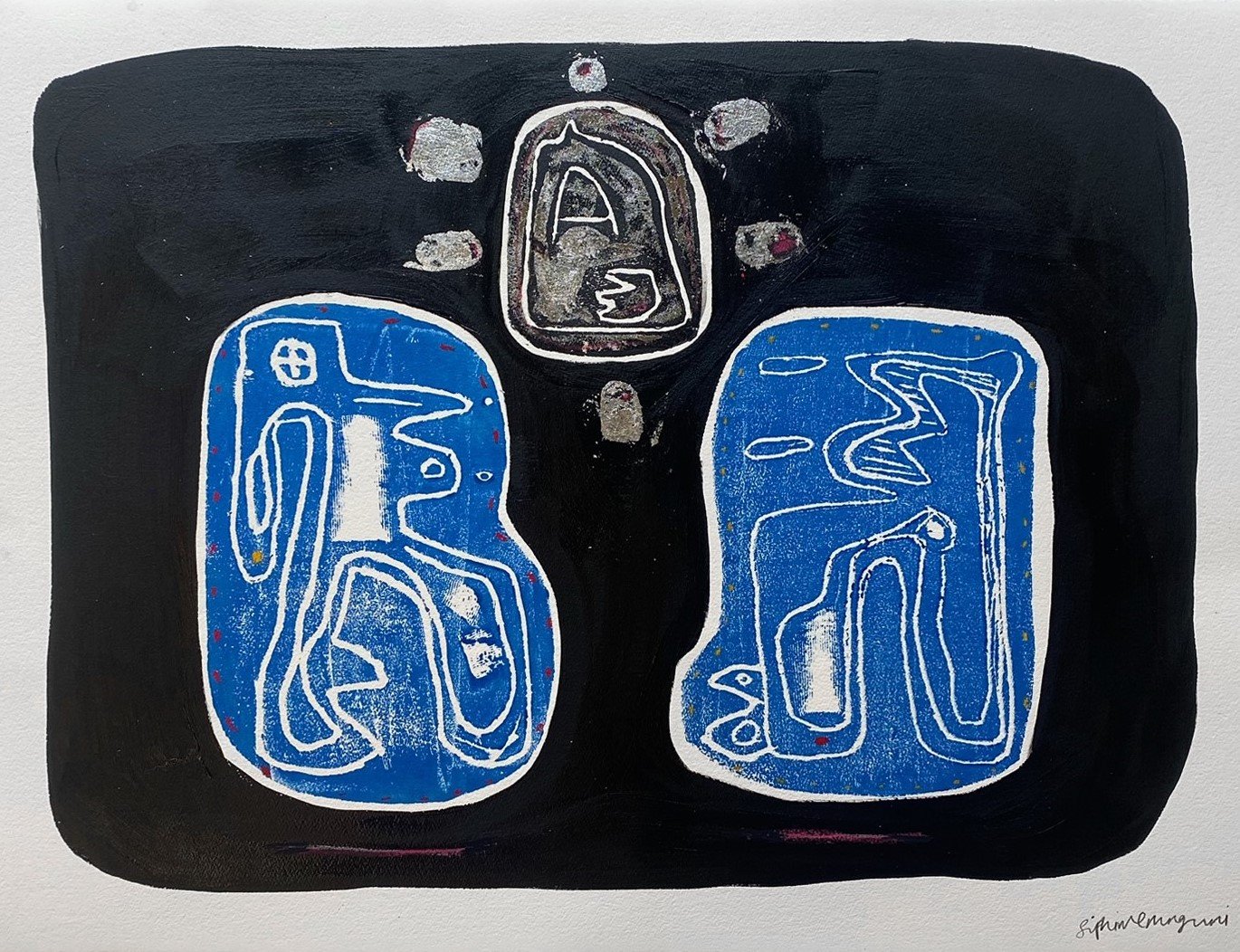 Siphiwe-Mnguni-For-Those-Who-Are-In-Transition-02-2023-Acrylic, Soft Pastel and Silver Gilding Leaves on Watercolour Paper-56 x 76cm-Oliver-Projects-crop.jpeg