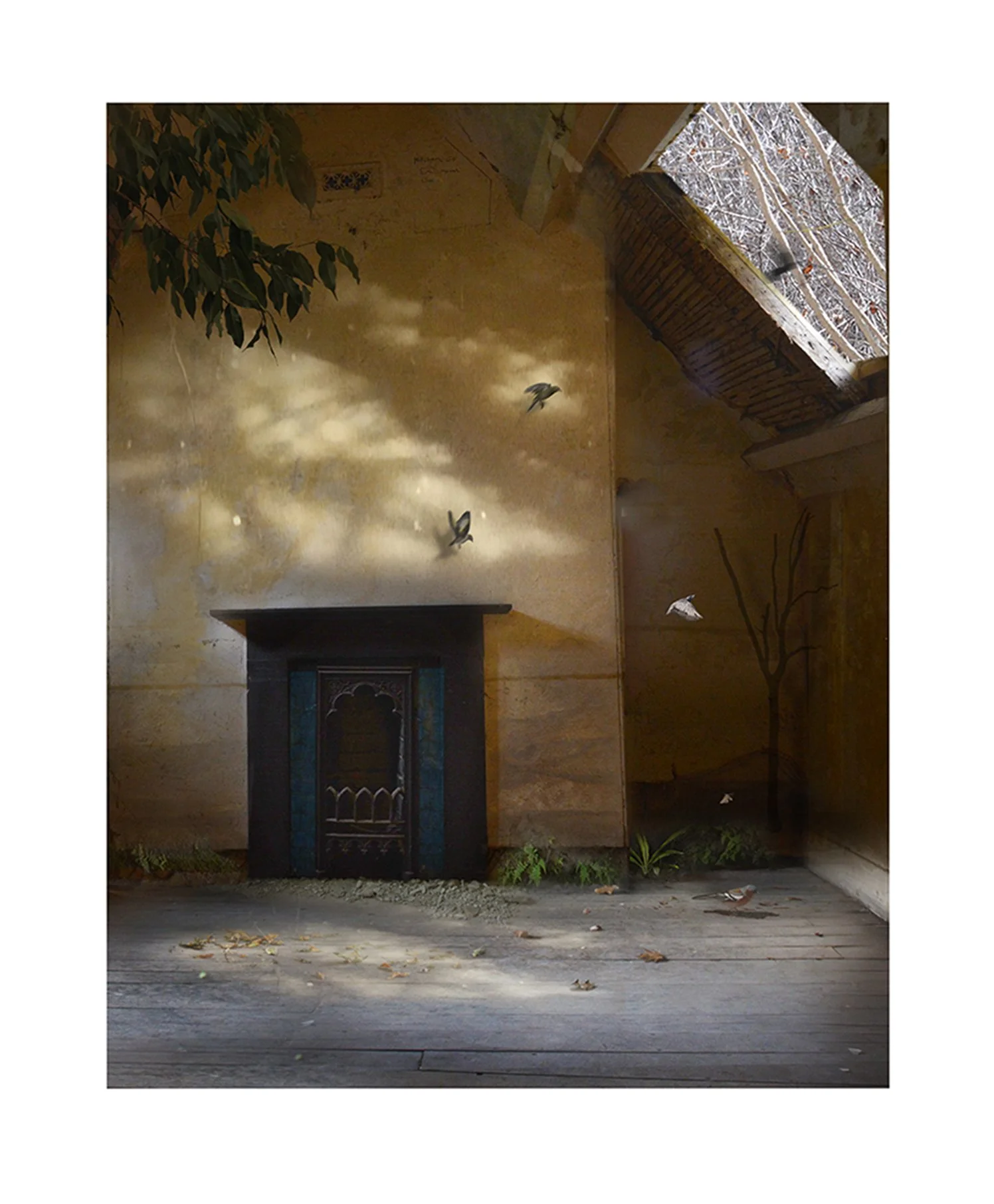 Suzanne Moxhay, Interior with Fireplace, 2026