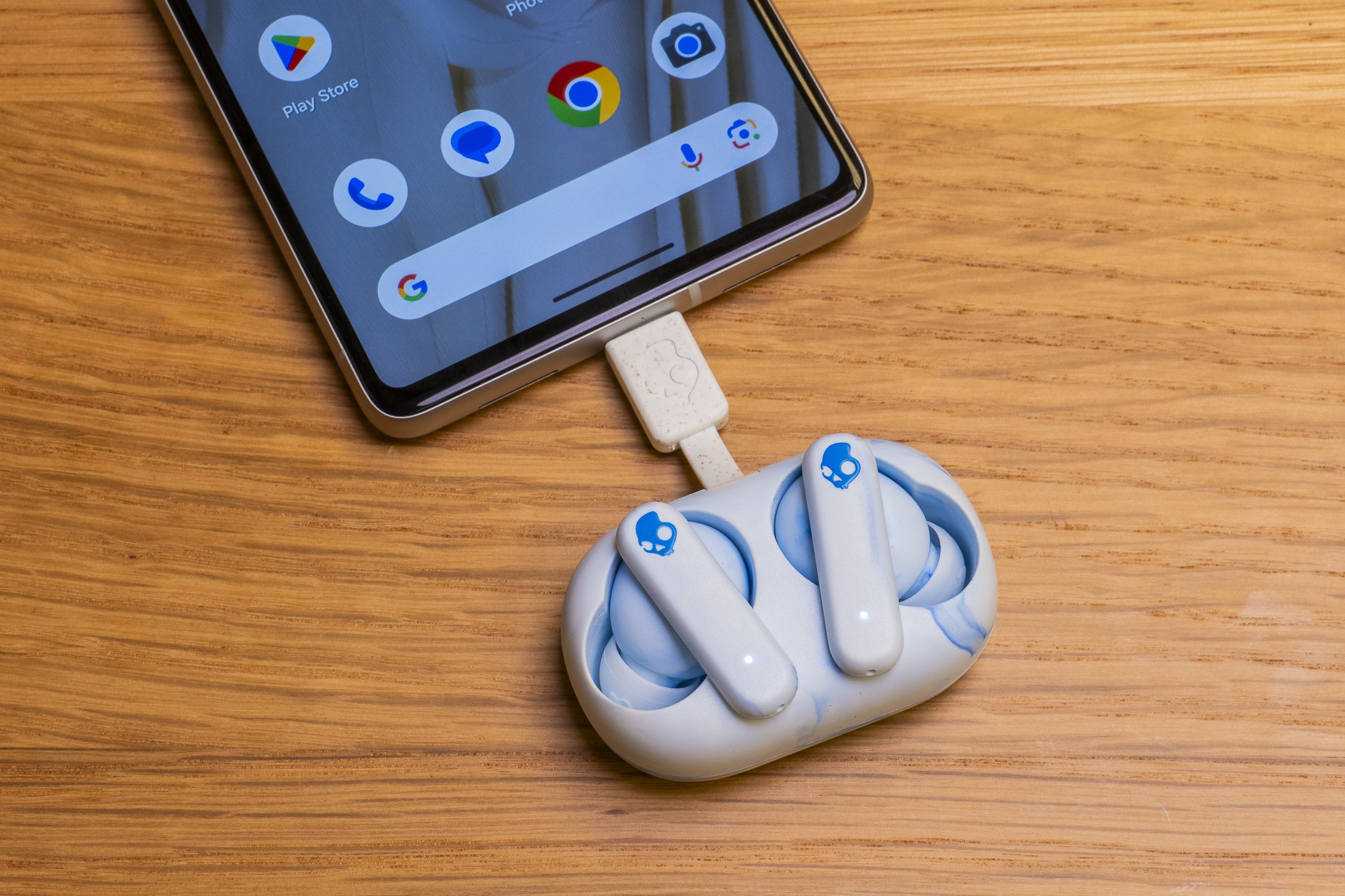 The Skullcandy Ecobuds activated by being charged.jpg