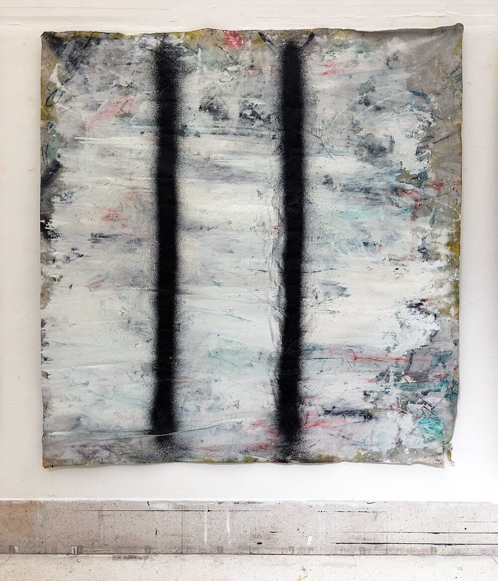 Twin Poles on White (Triptych)
