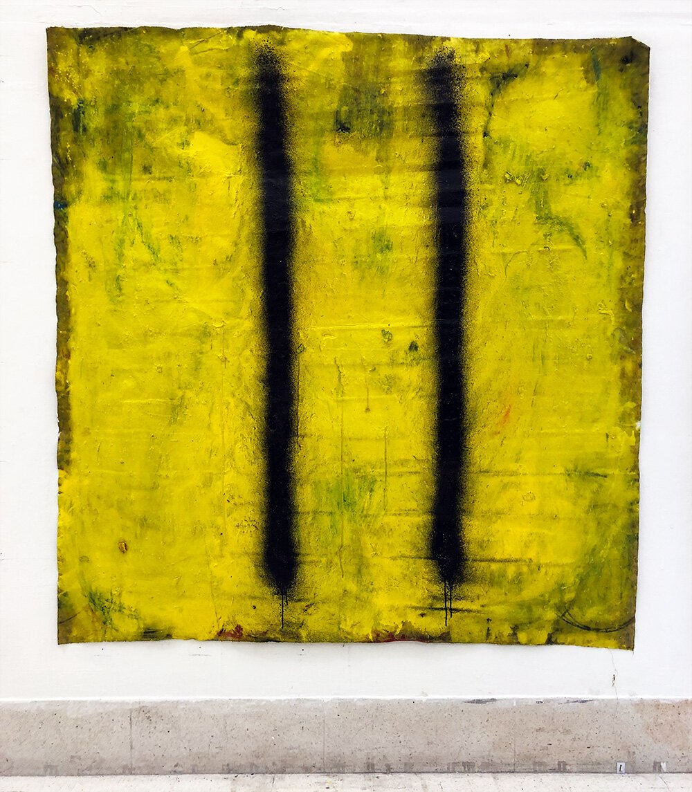  Twin Poles on Yellow (Triptych)