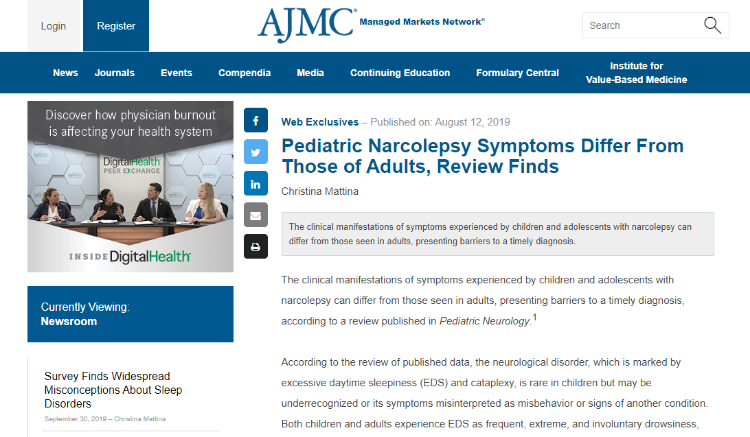 Pediatric Narcolepsy Symptoms Differ From Those of Adults, Review Finds