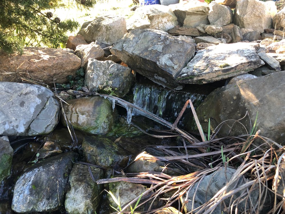 Mid-afternoon ice on the waterfall