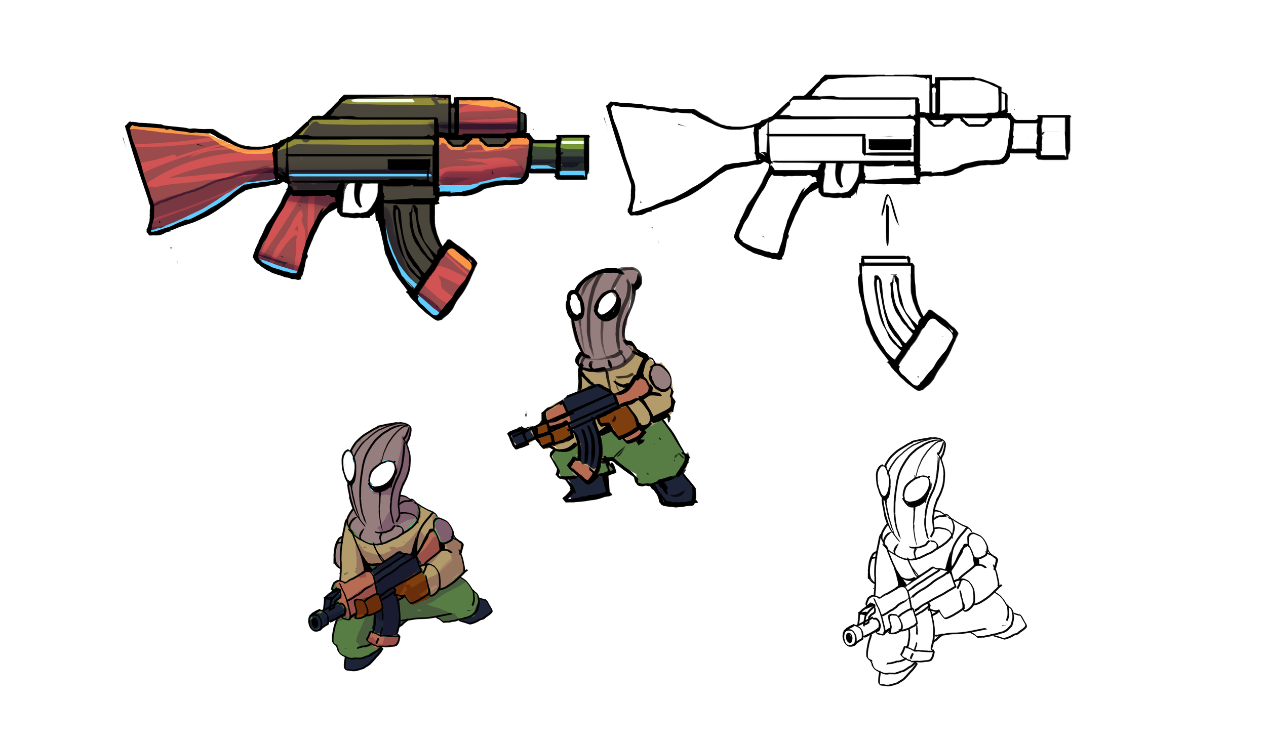  There are dozens of enemies in the game. These are a few of the early directions of eccentric enemies with a wide variety of silhouettes. And not the army guys the game originally had. 