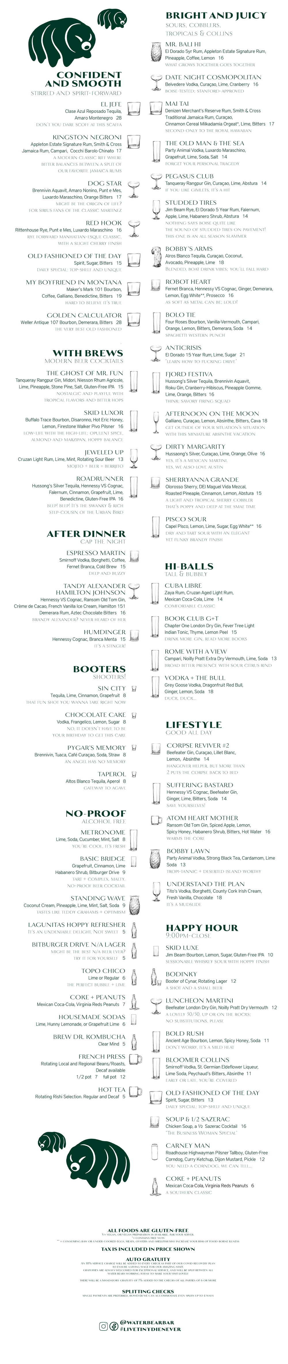 MENU ARCHIVE — Water Bear Bar