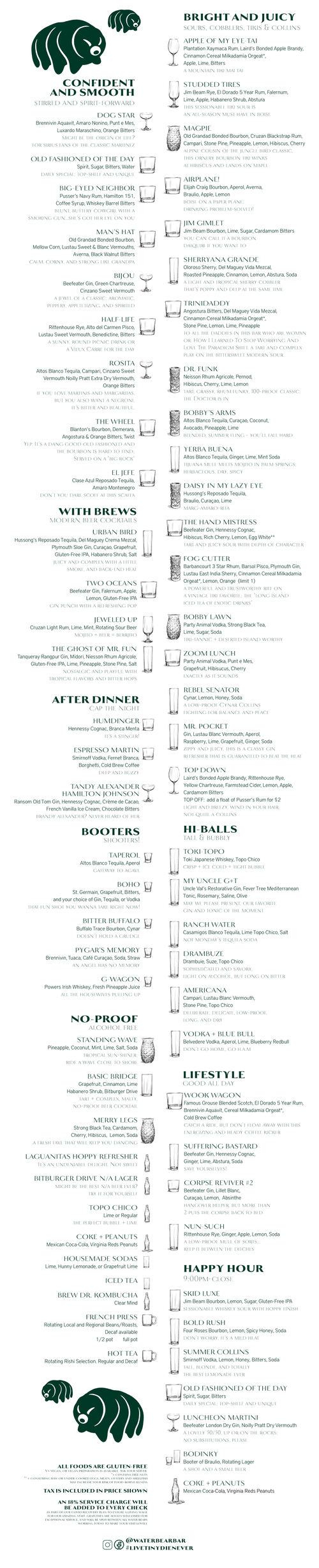 MENU ARCHIVE — Water Bear Bar