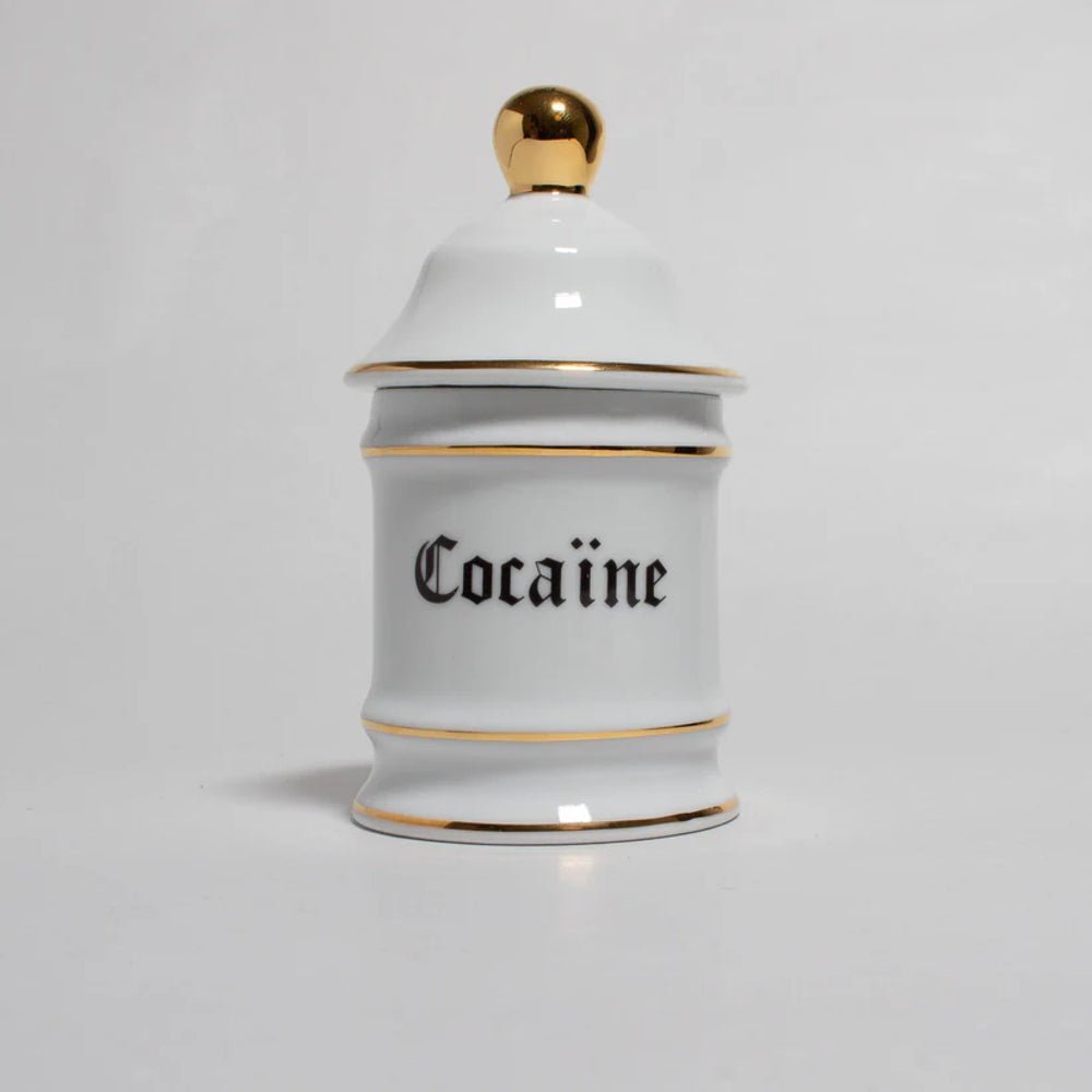 Pot d’apothicaire alba ignis drogueries cocaïne décalé porcelaine limoges