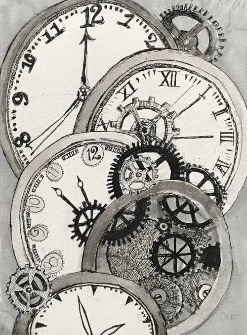 Timepiece- 5"x7.5" marker on paper