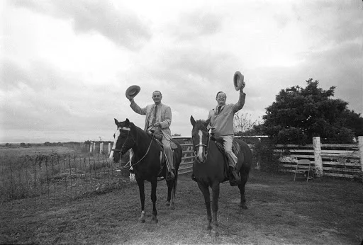 President Johnson and Vice President Hubert Humphrey on the LBJ Ranch. LBJ Library photo by Cecil Stoughton, Nov. 2, 1964