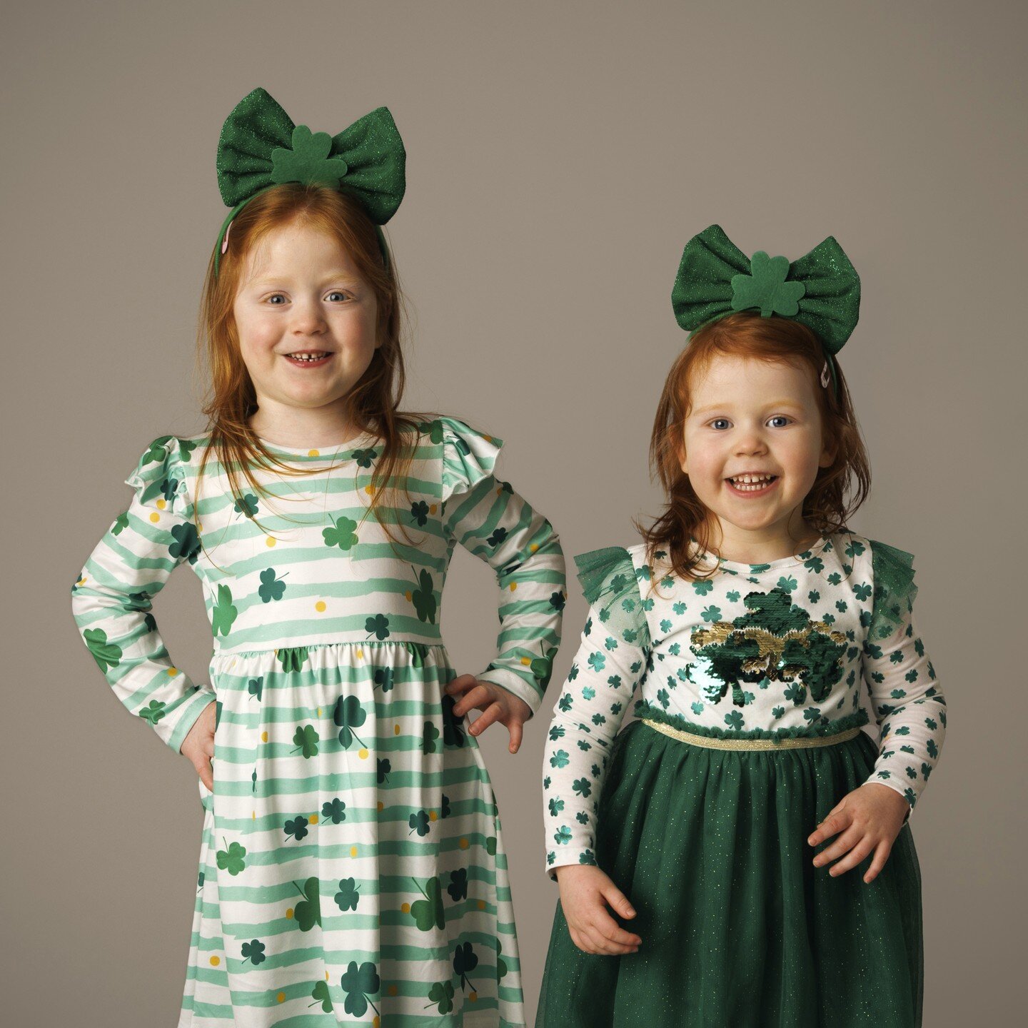 Grace &amp; Georgia sporting the latest in St Patrick's Day wear, from one of yesterdays shoots. 🍀