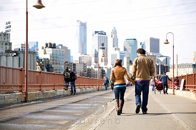Minneapolis Fall Engagement Couple Session Stone Arch Bridge