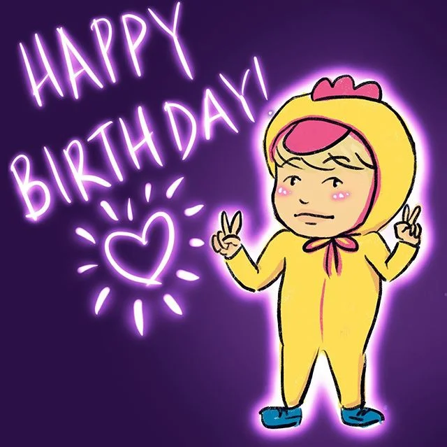 @kintsugie happy birthday!! 💜🥳💜 i owe you a more legit drawing but for now you get chicken tae 💕🐥💕