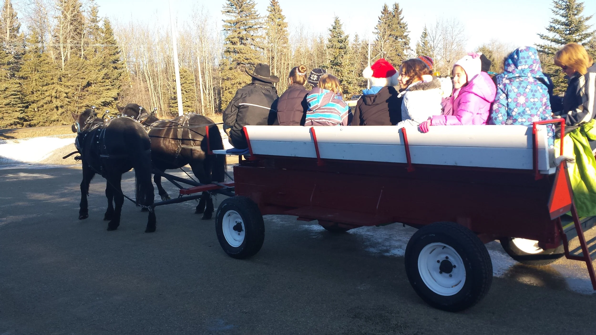 Family Christmas Party wagon ride