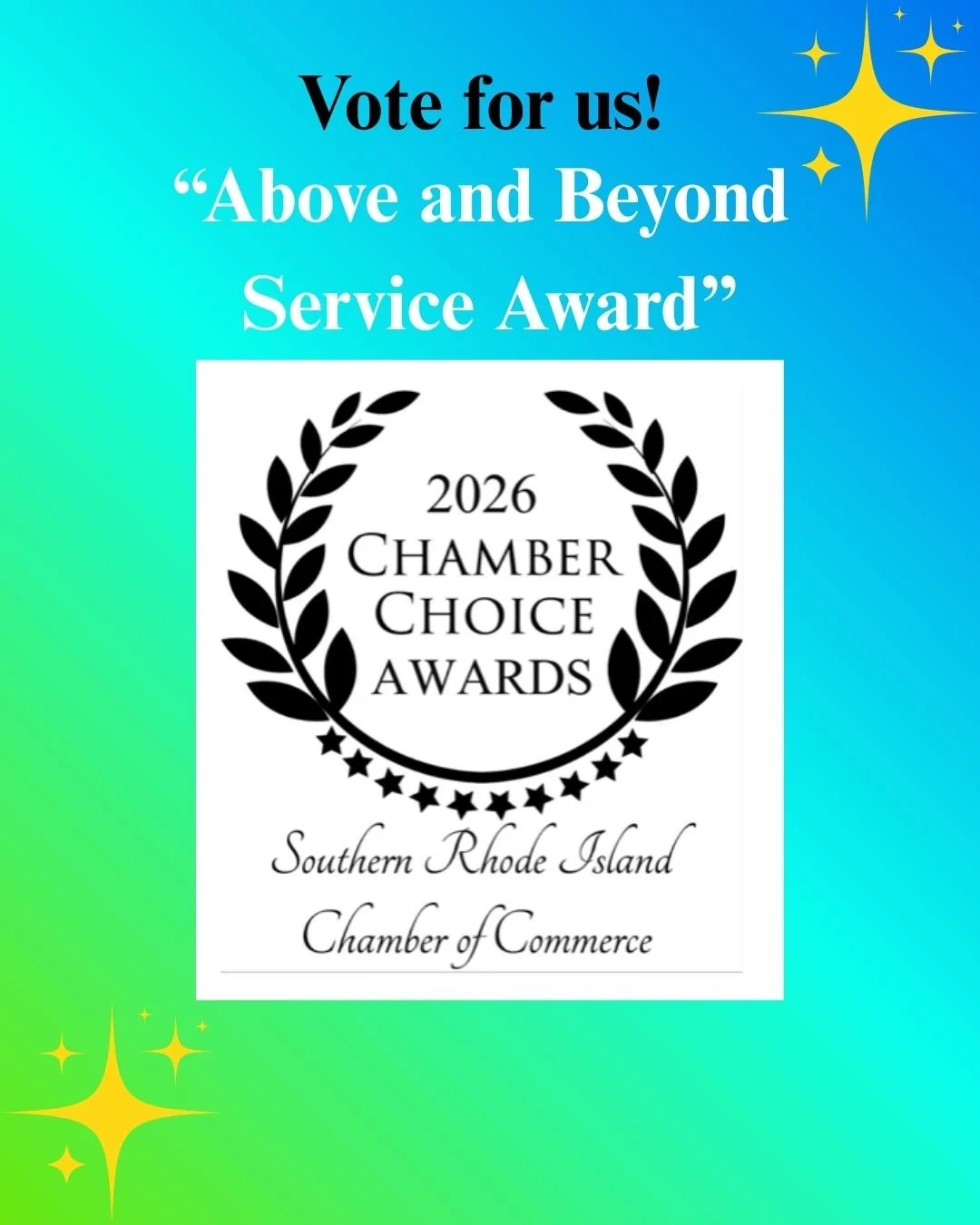 There are still a few days left to vote for us for a Southern Rhode Island Chamber Choice Award in the "Above and Beyond Service" category! You know how seriously we take providing our customers with exceptional service. If you are a chambe