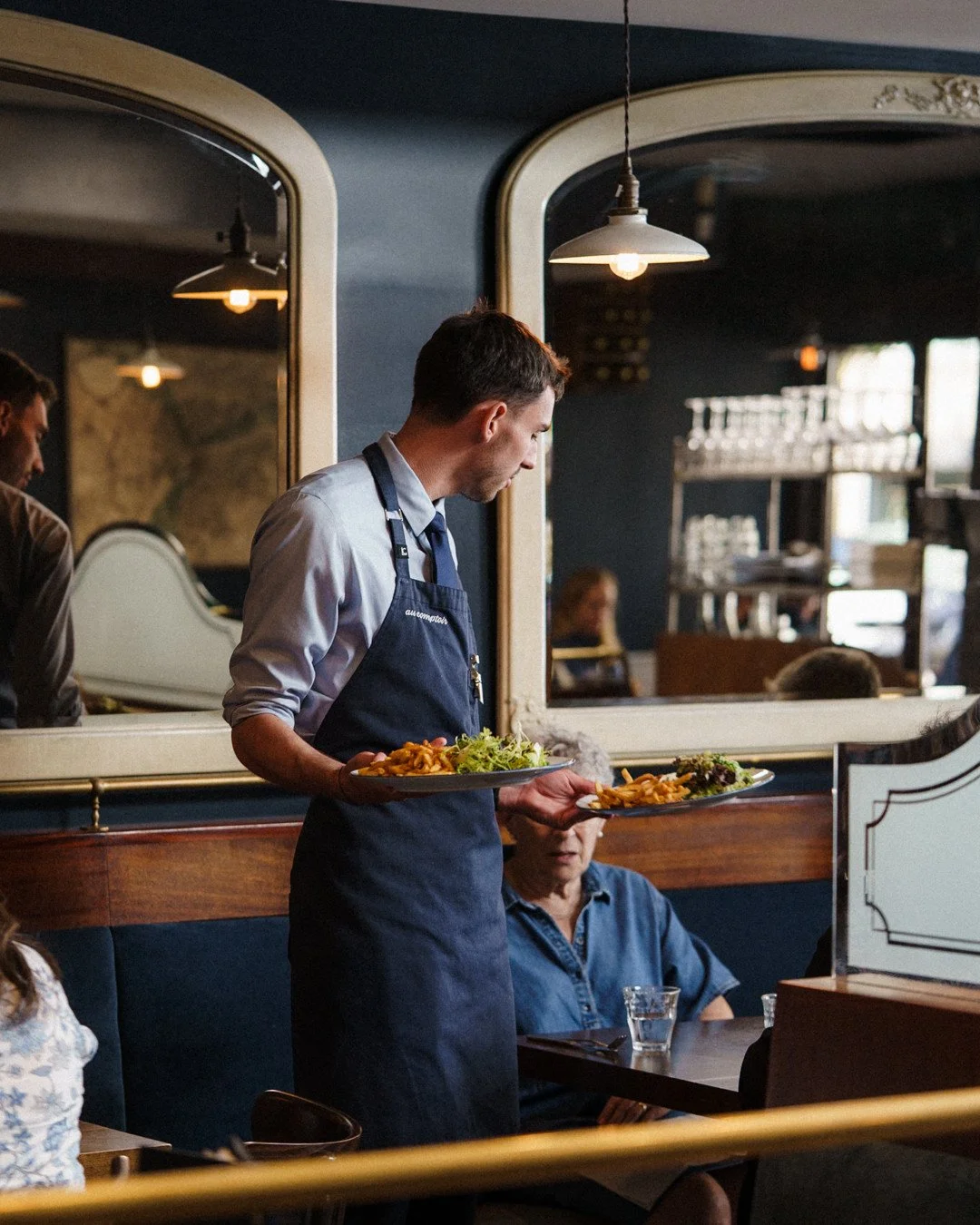 Lunch service in motion.⁠
⁠
The rhythm of midday. Orders coming through, plates finding their tables, the quiet hum of a full room. This is when everything we prep in the morning finally lands in front of people.⁠
⁠
#AuComptoir #LunchService #BistroL