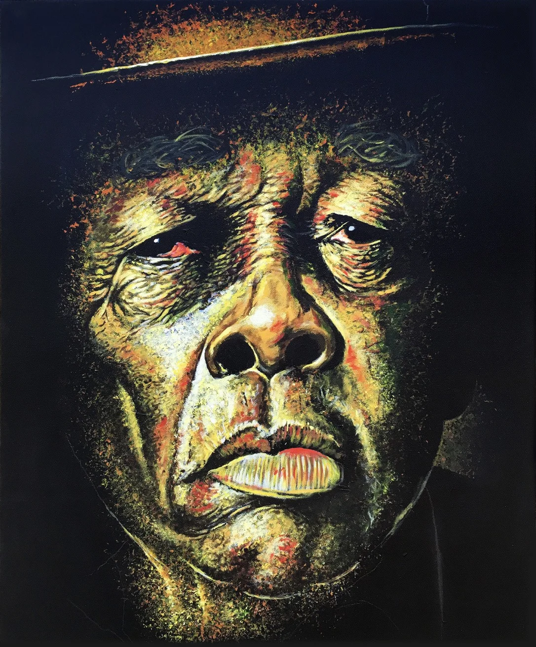 John Lee Hooker Akryl - h60 x b50 cm Solgt