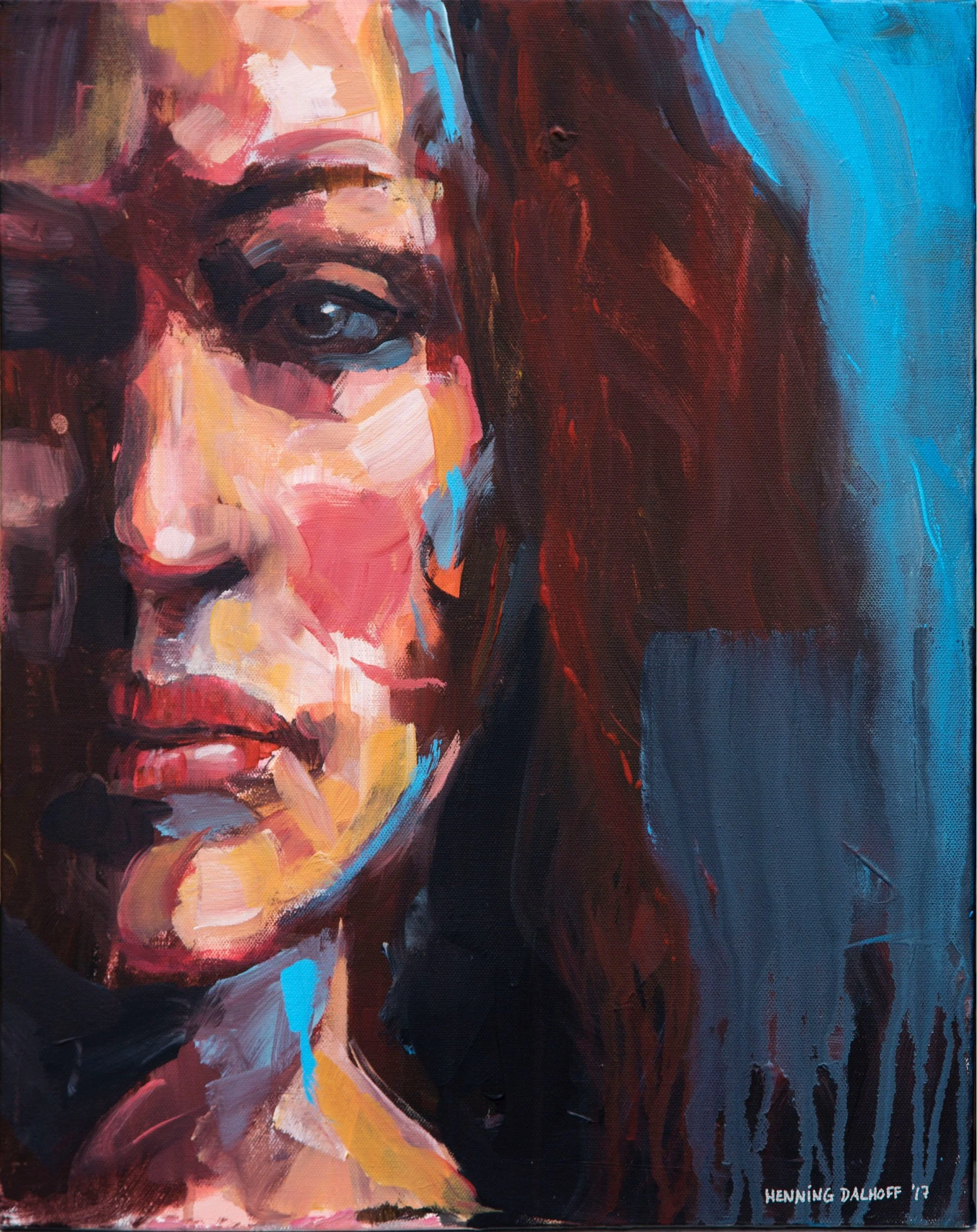 Kvinde med rødt hår Akryl - h50 x b40 cm 3500 kr.