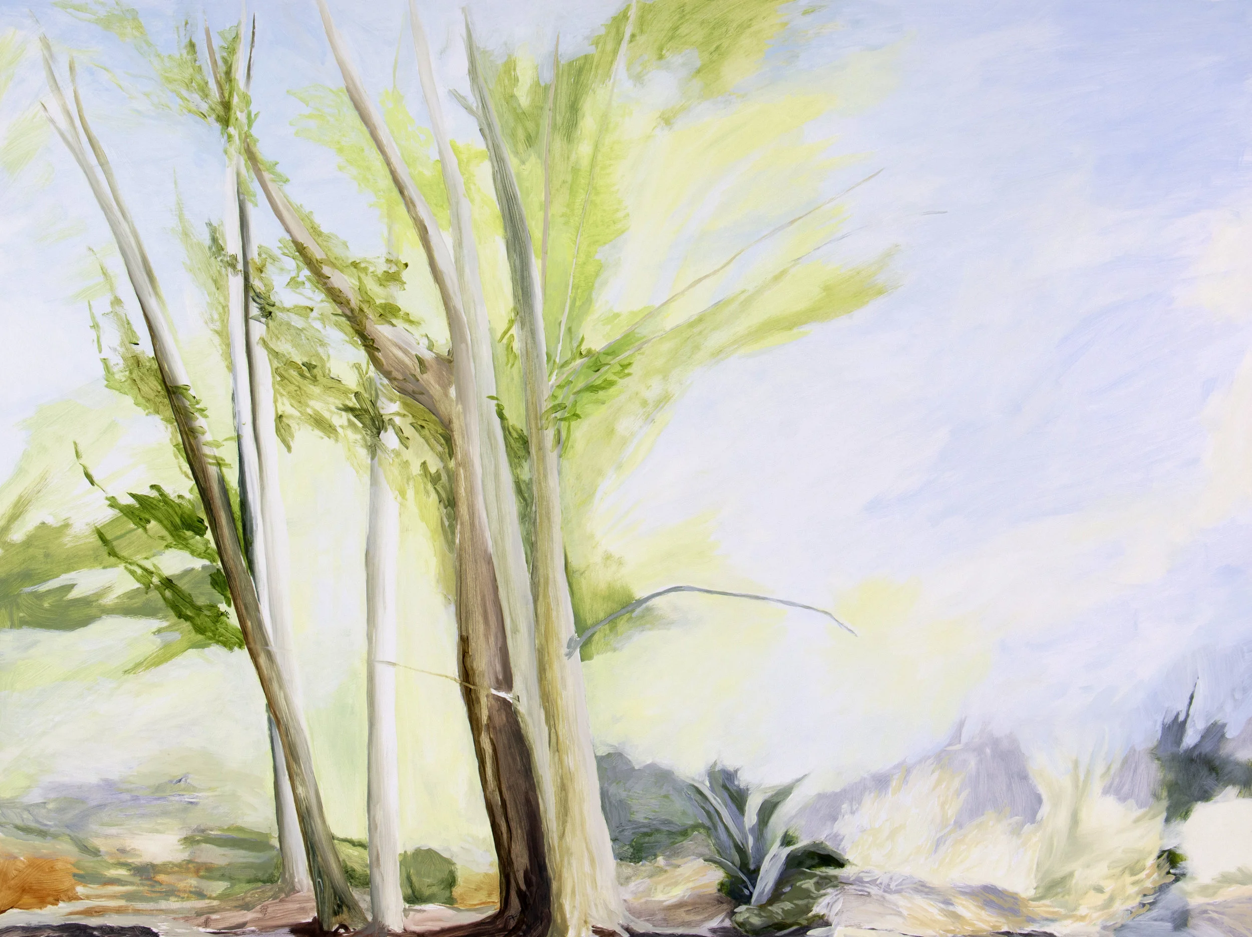 Reaching to Light , 2018, O/Panel, 30” x 40"