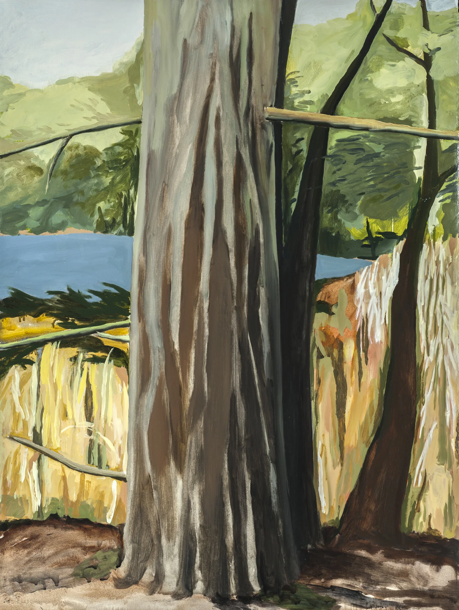   Pine Tree at the Lake, I , 2015, Oil on Paper, 30” x 22” 