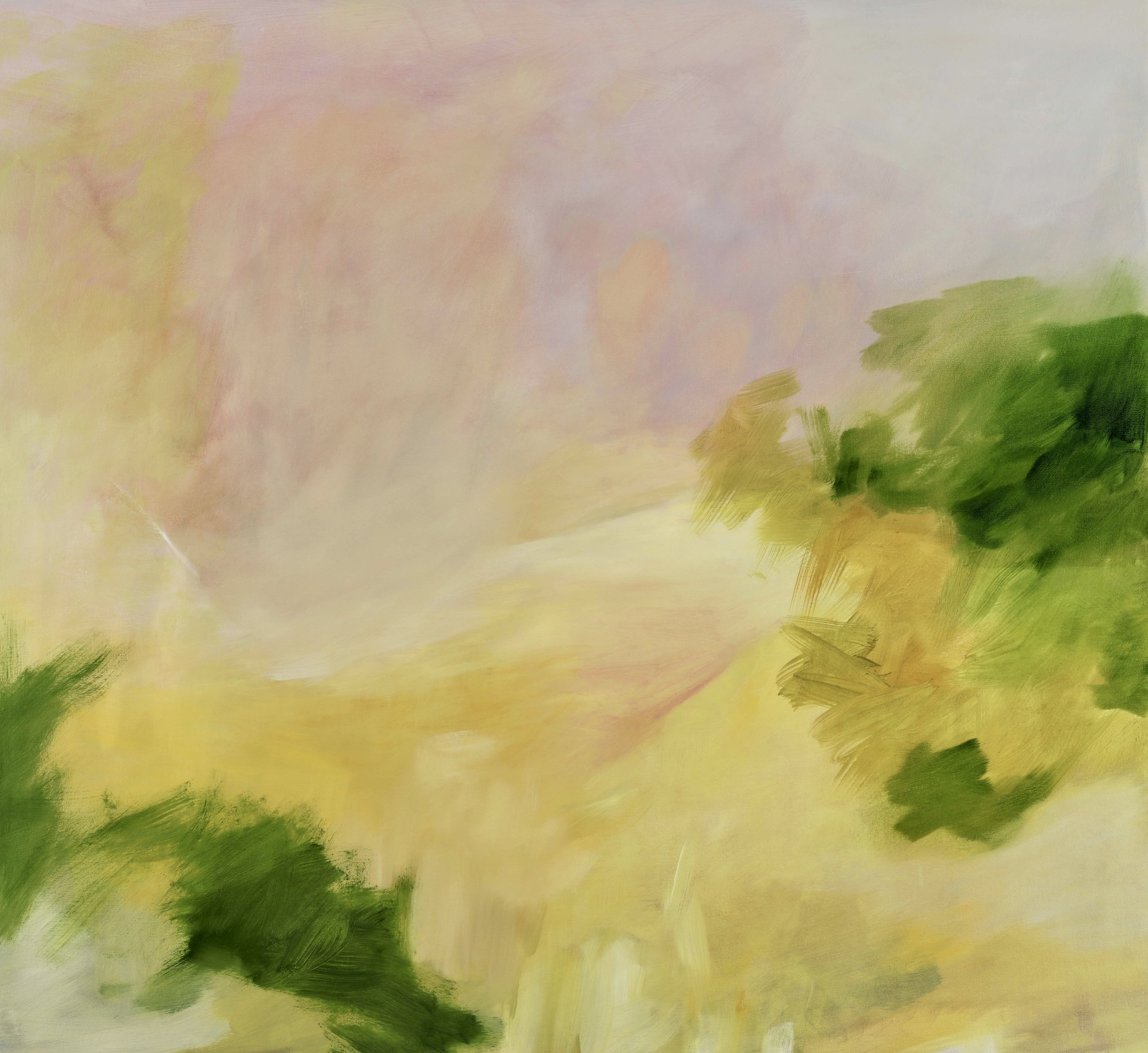 Light Glancing Across Land, 2025, Oil on Canvas on Panel, 35” x 38”
