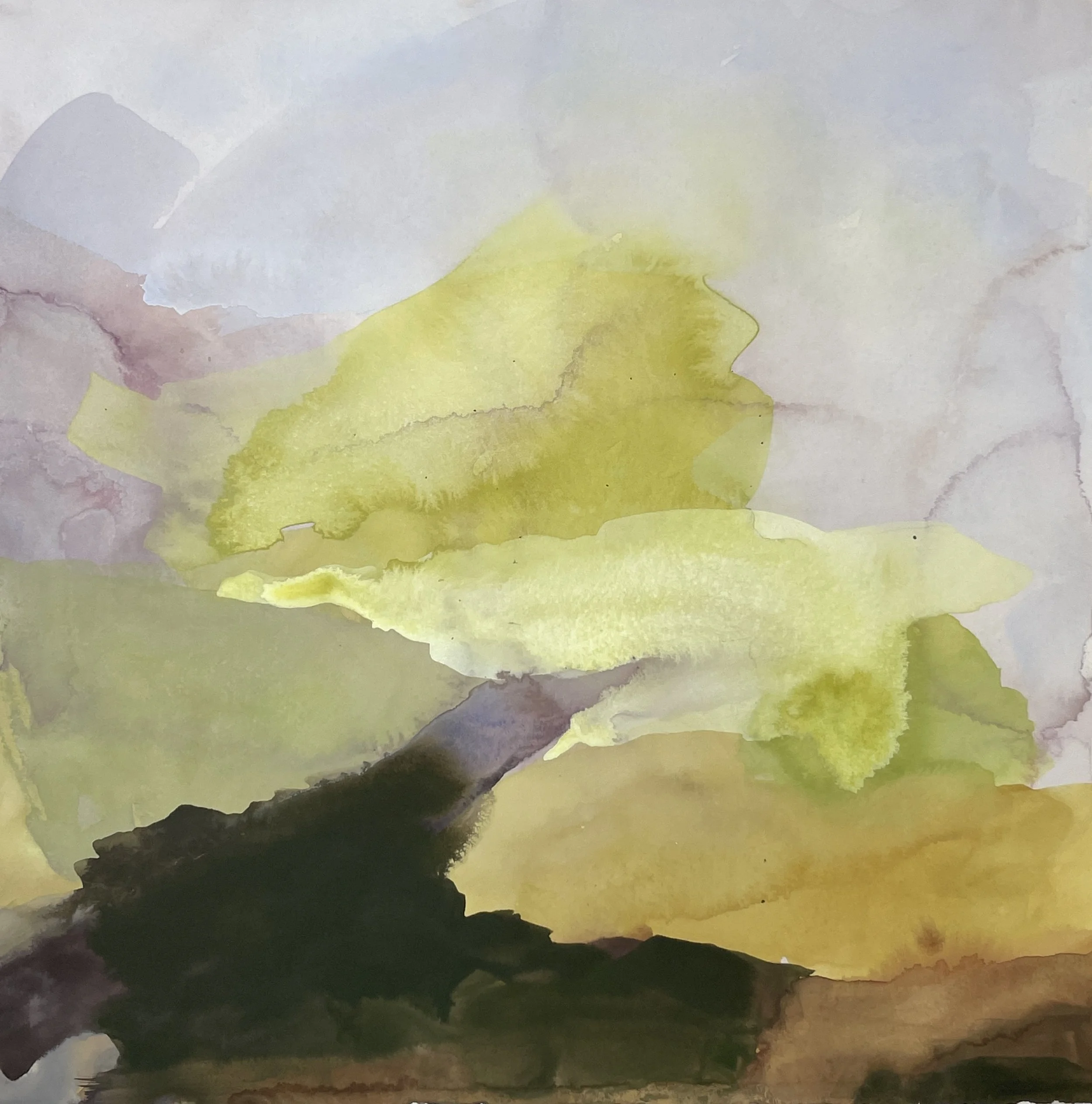   Fields Merging , 2024, Gouache, 15” x 15” 