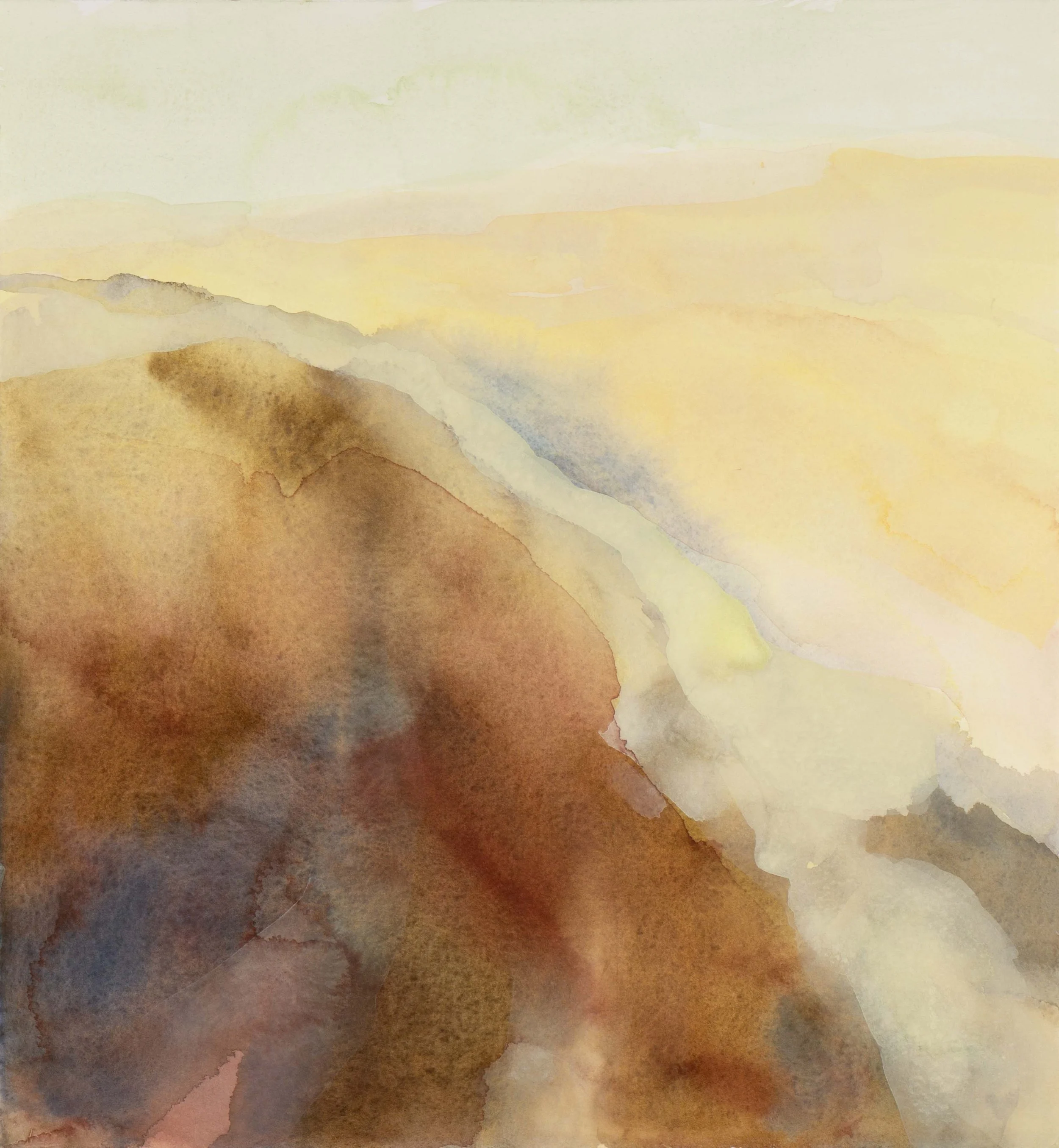   Path of Light Over the Hill, I,  2025, Gouache, 22” x 22” 