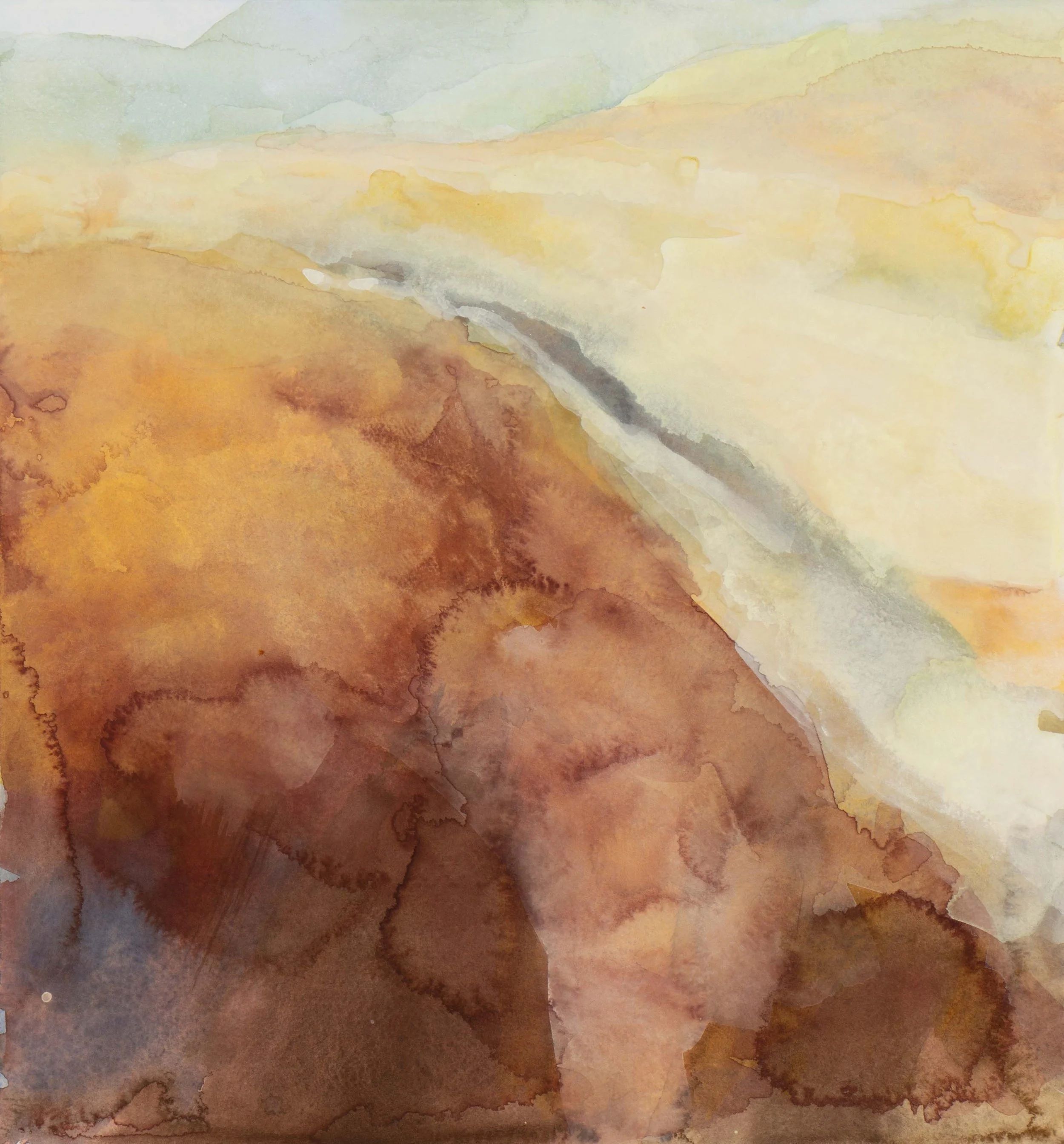   Path of Light Over the Hill, II,  2025, Gouache, 22” x 22” 