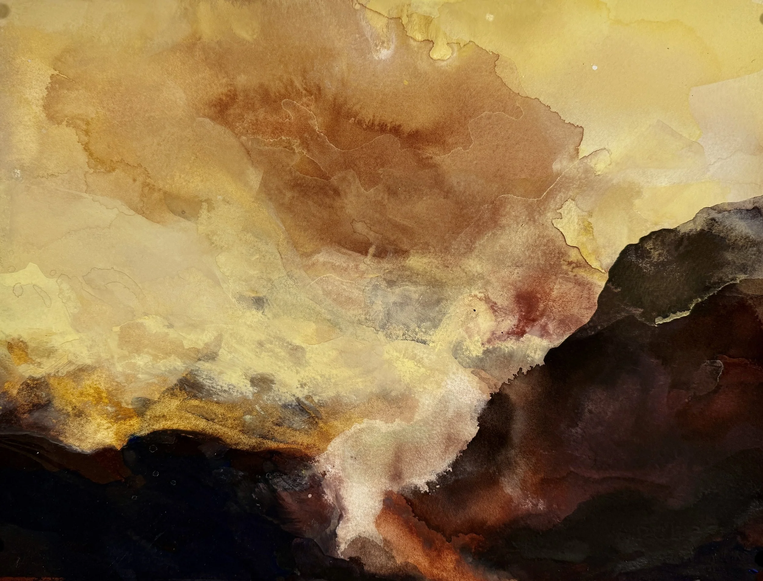   Light Into Earth, II,  2025, Gouache, 11” x 15” 