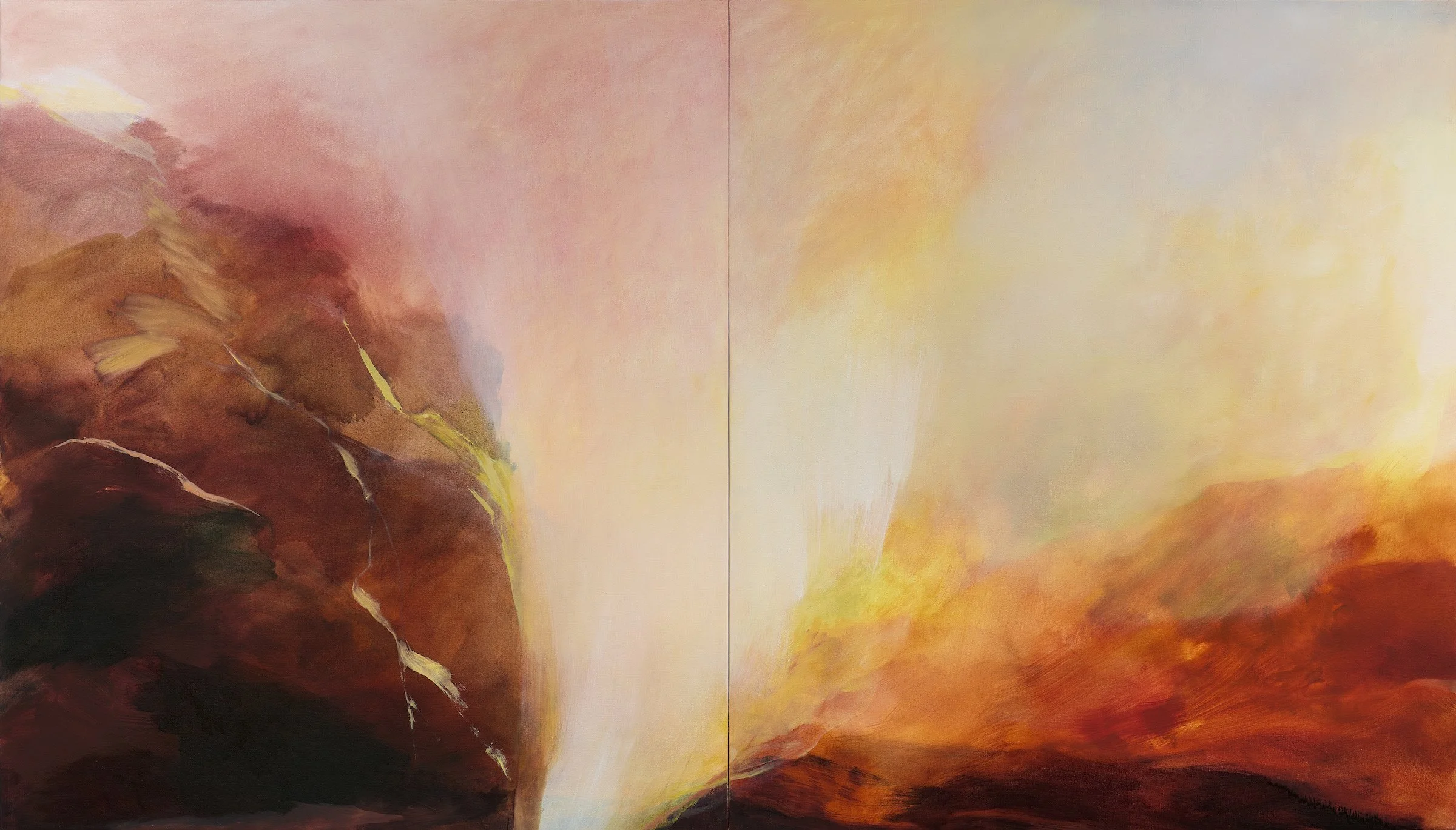   Light Lifting, Light Descending , 2026, Oil on Canvas,  40” x 70”, 101.5cm x 178cm 
