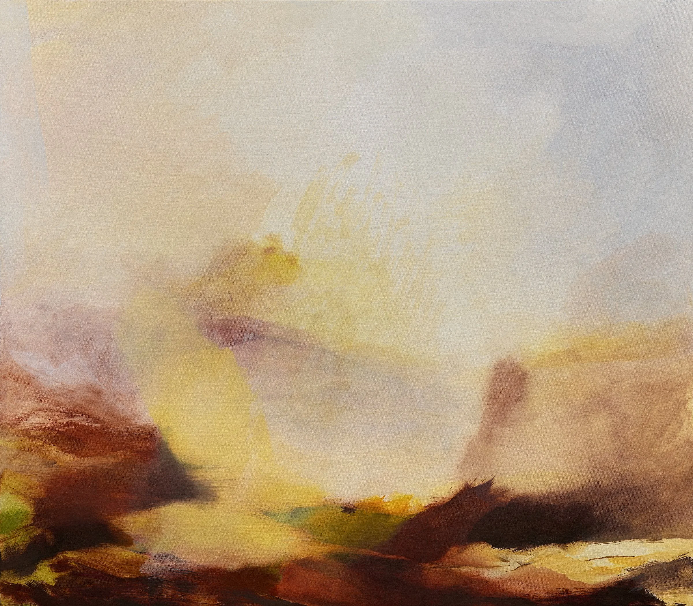   Earth Letting Go,  2025, Oil on Canvas, 35” x 40”, 89cm x 101.5cm 