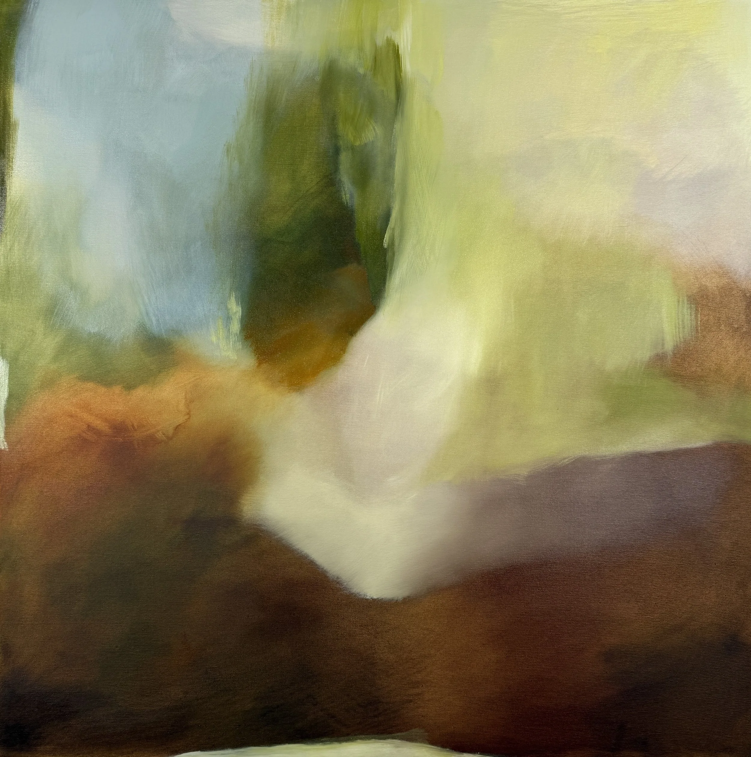   Finding Shelter (Att hitta skydd),  2026, Oil on Canvas, 39” x 39”, 100cm x 100cm 