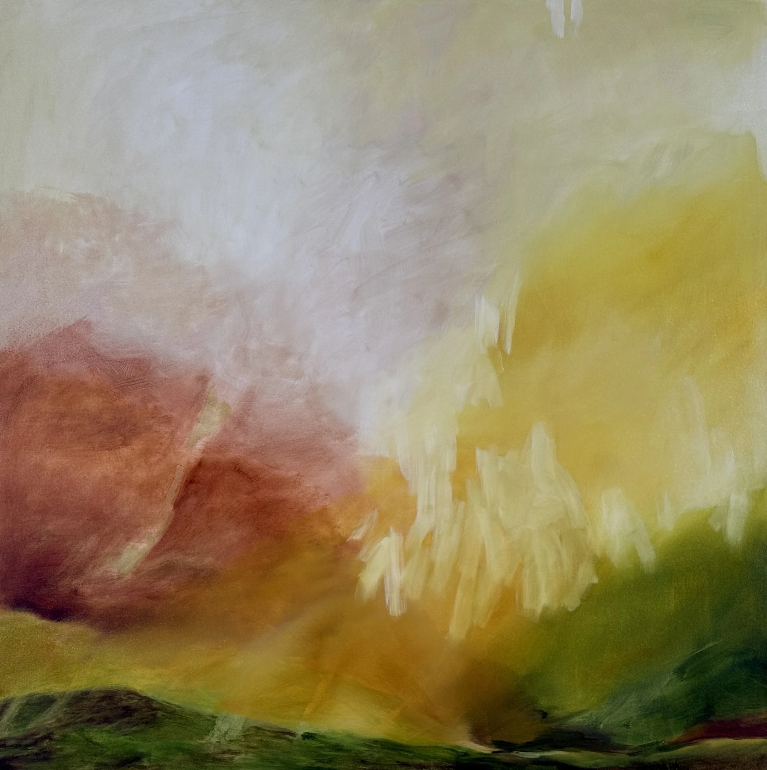   Fields Merging , 2026, Oil on Canvas, 39” x 39”, 100cm x 100cm 