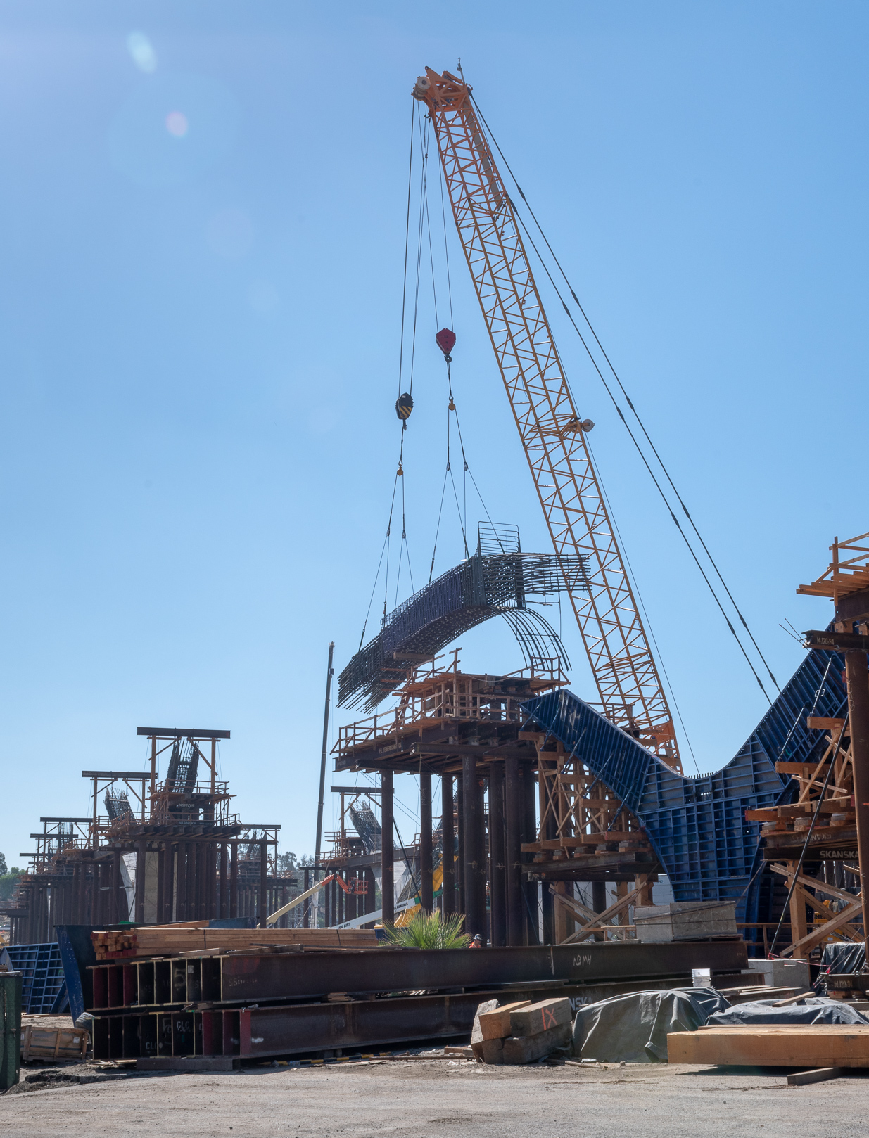 Crane Lifting  Rebar Into Arch Form - 2018