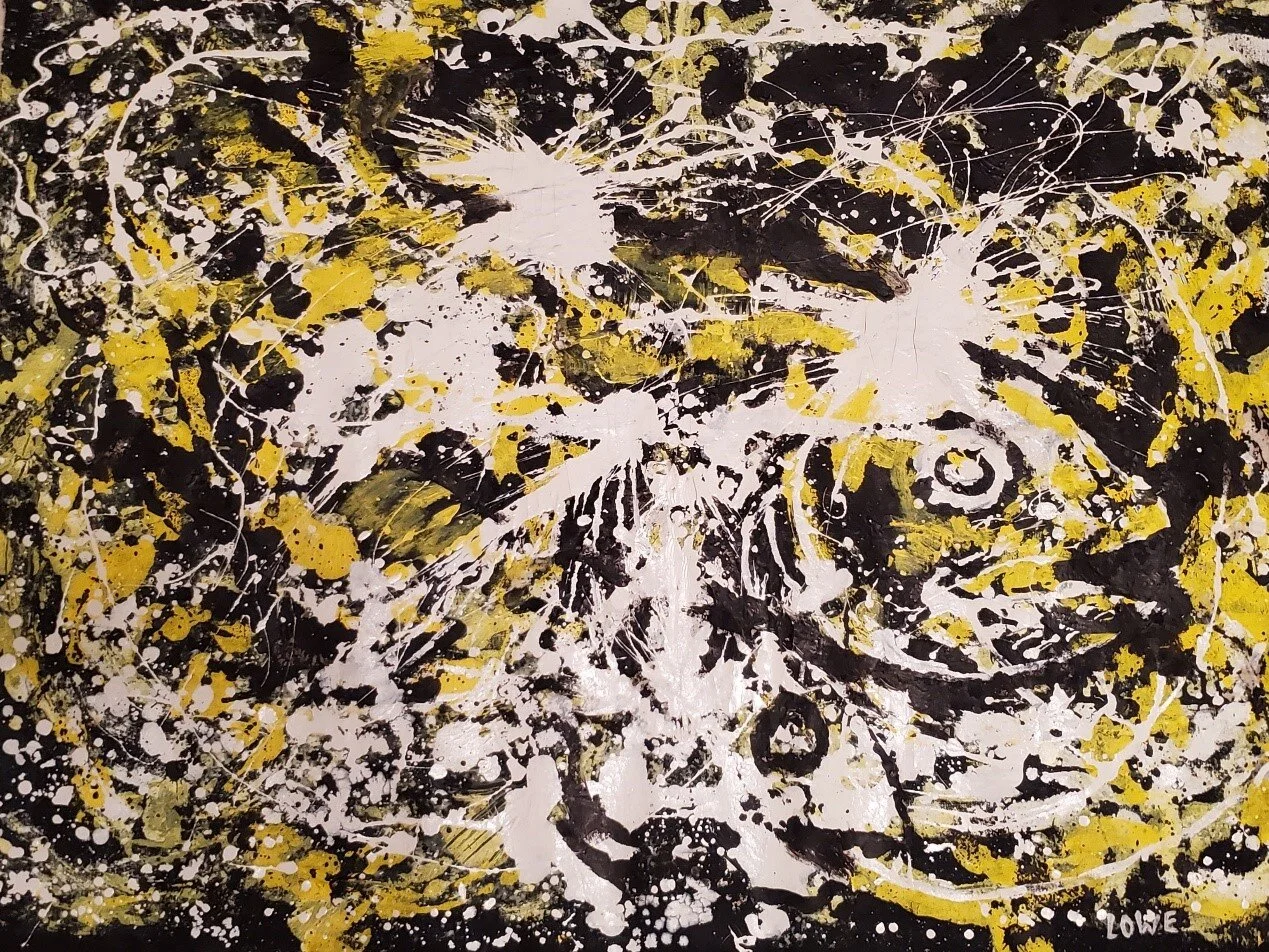Abstract Fish, Oil on canvas, 30 x 38 in.