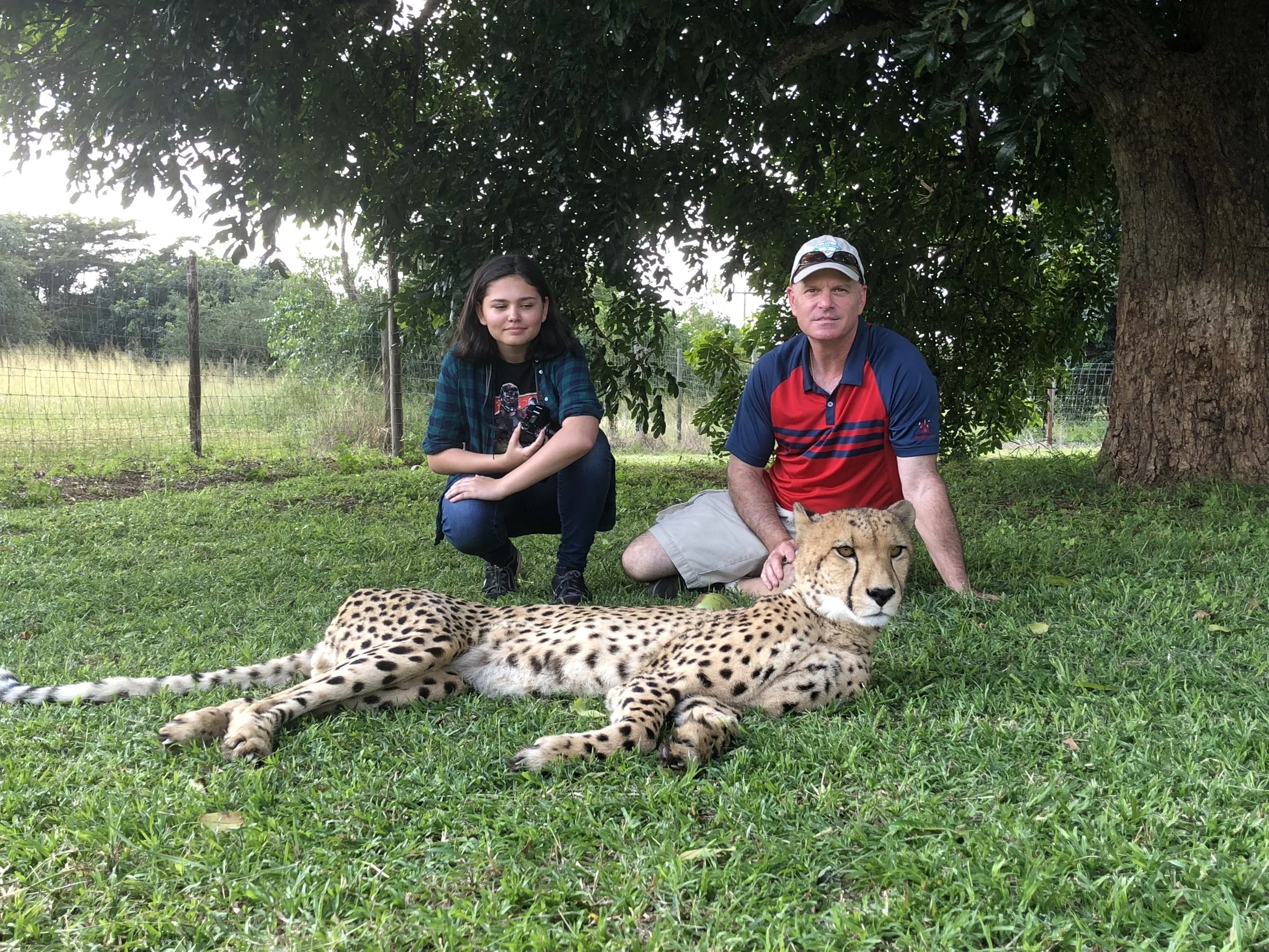 My daughter and I with a leopard.