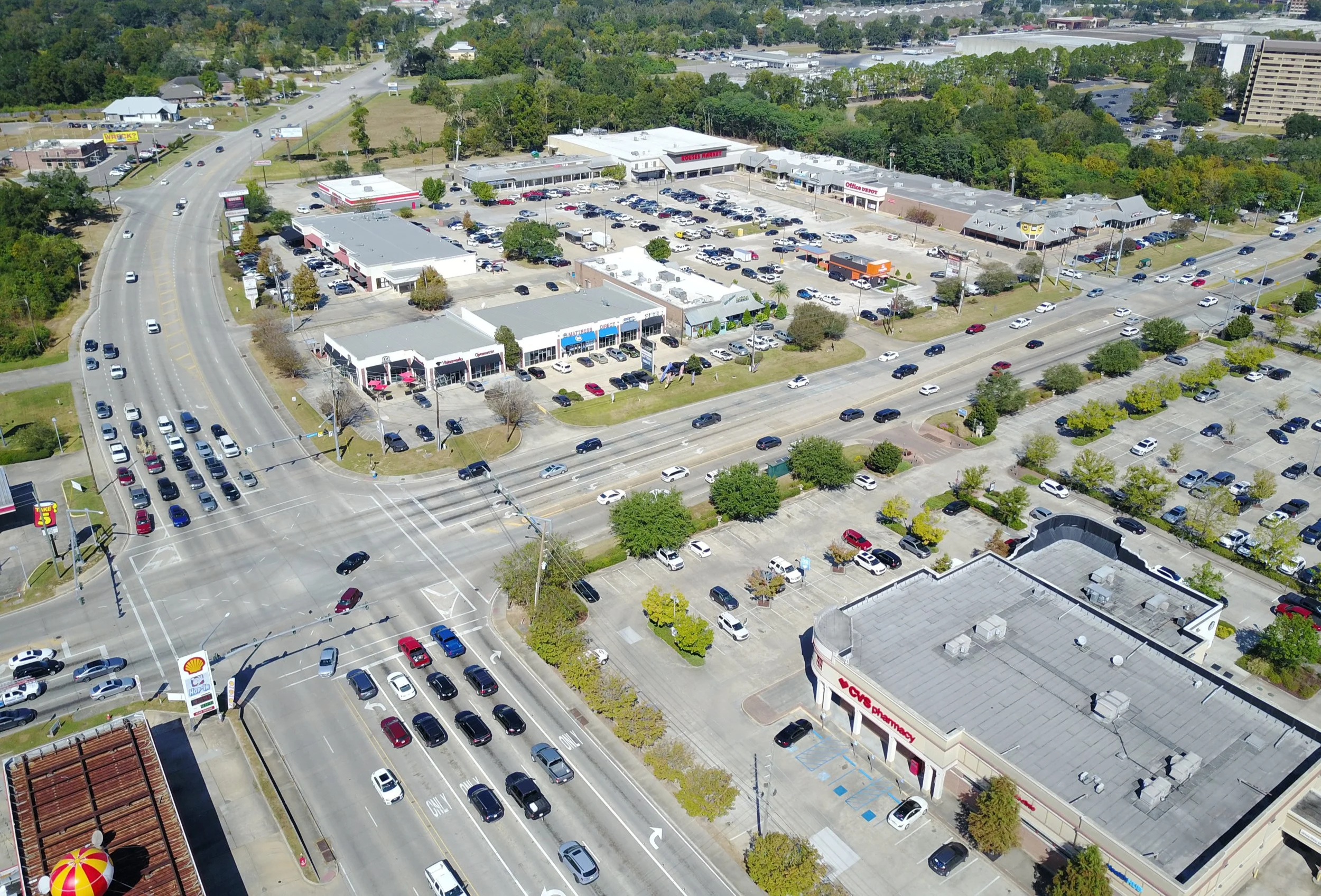 Mixed-use commercial development site under construction in Baton Rouge, Louisiana