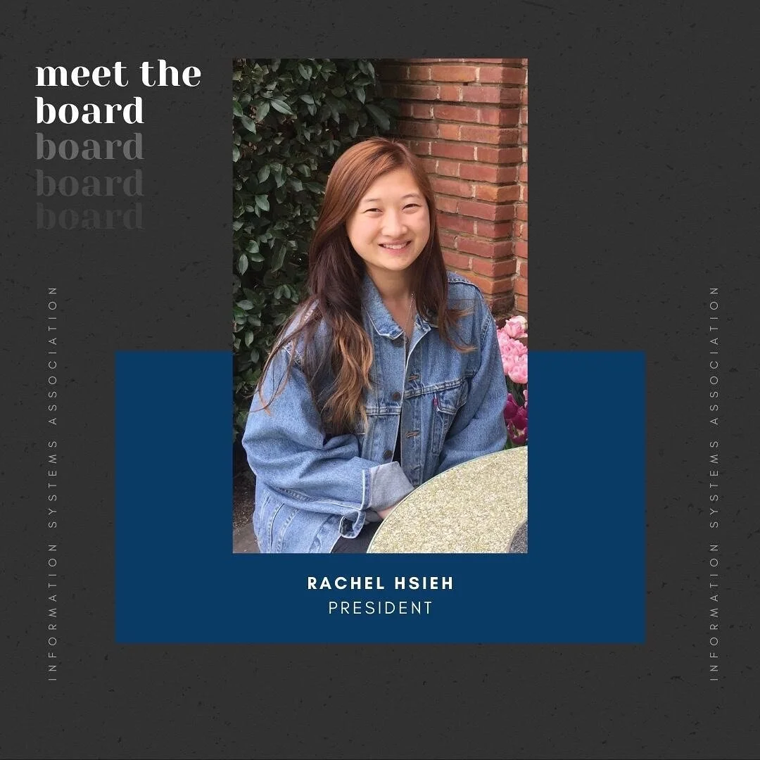 Every Friday we will be introducing a new board member! First introducing our president Rachel Hsieh! Rachel is going to be a fourth year IS and accounting major. She joined ISA to meet and invest in a community that shares similar interests and lear