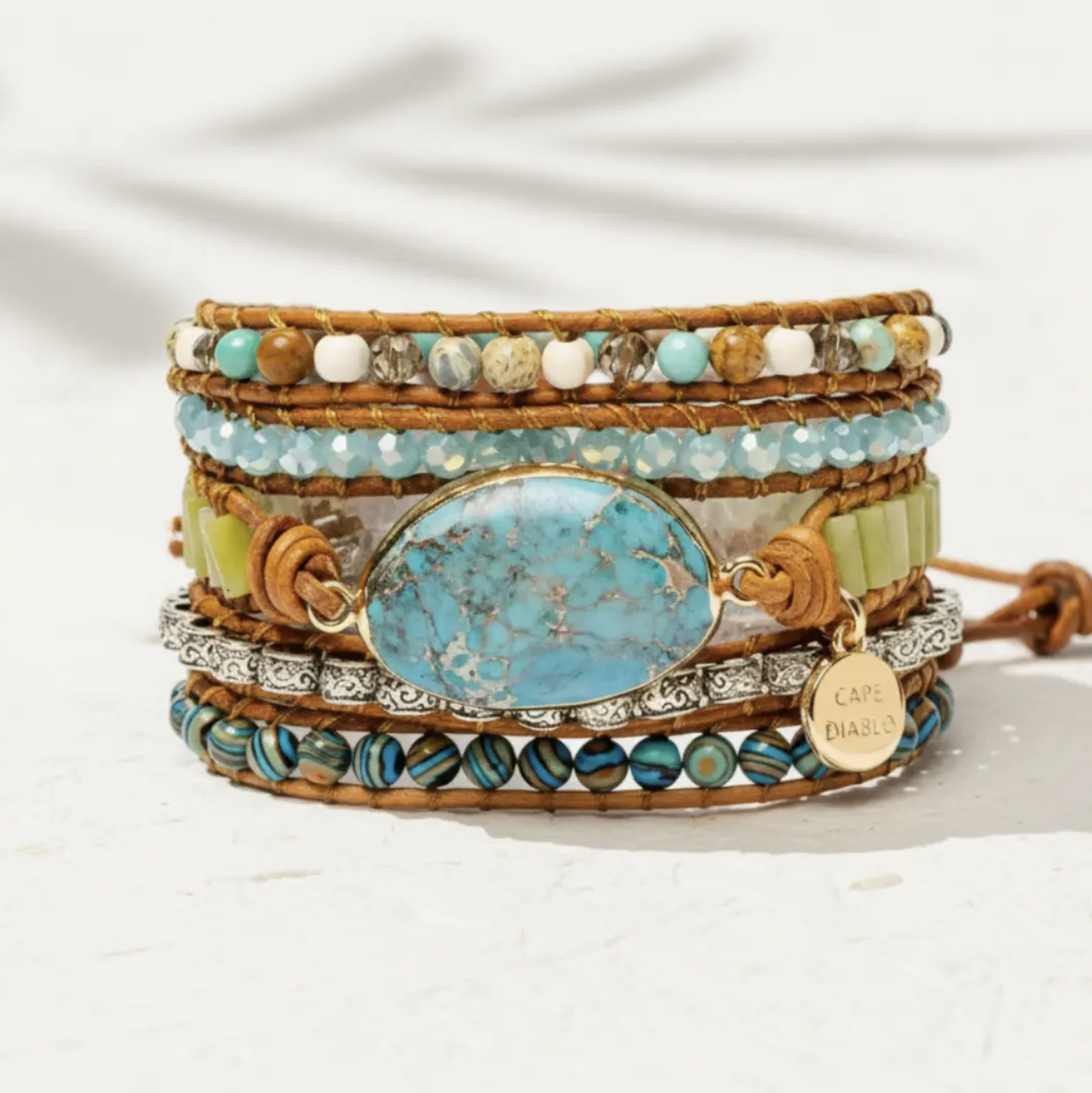 Twisted Ocean Jasper Wrap Bracelet