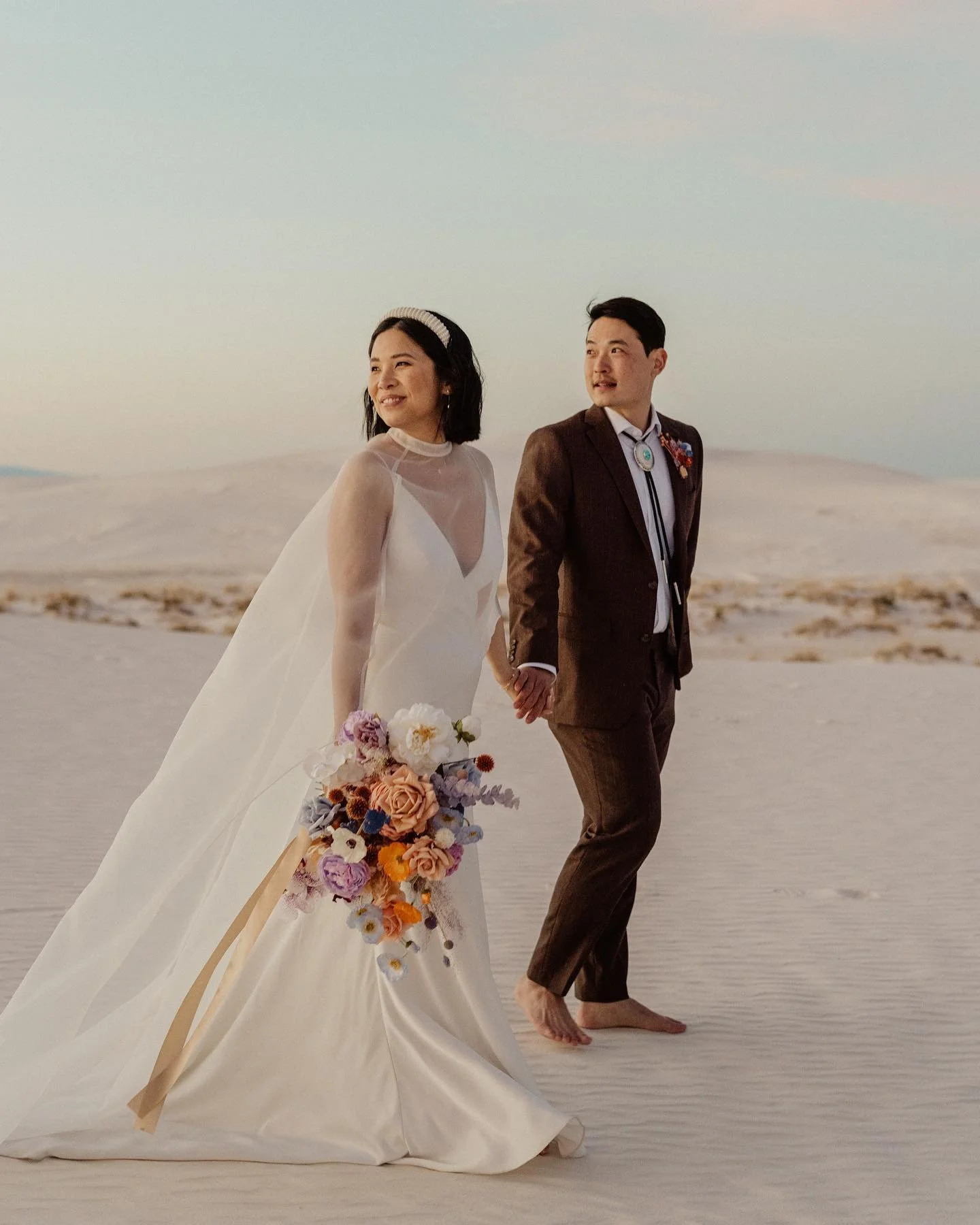 April 5, 2023 🤍

Eloped at our favorite magical place in New Mexico, felt the love from everyone in the charming small town of Las Cruces, listened to words of advice and stories from our moms over an intimate dinner, had our first dance to leather 