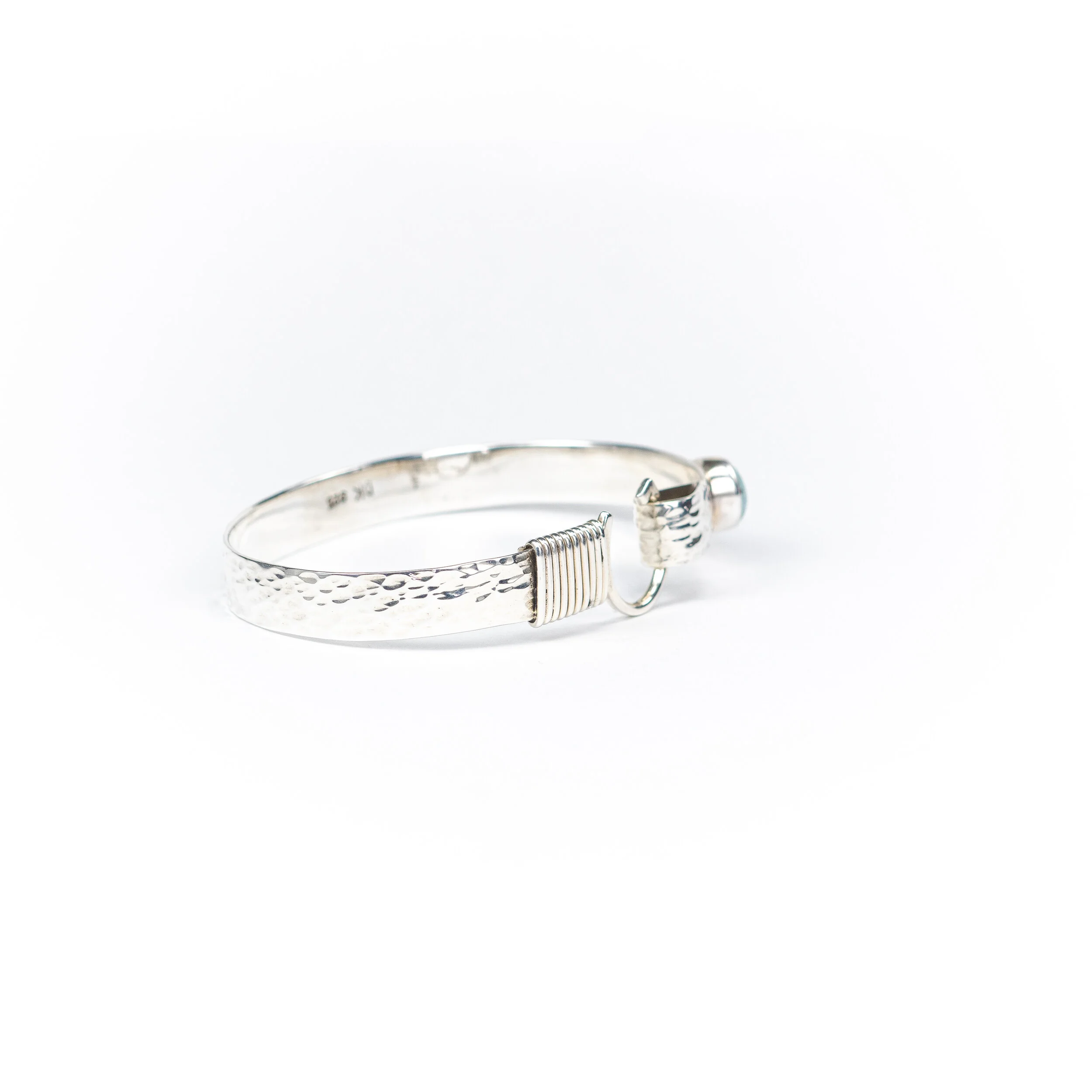 Hammered Horseshoe with Larimar 8 mm — Spur Ranch Jewelry