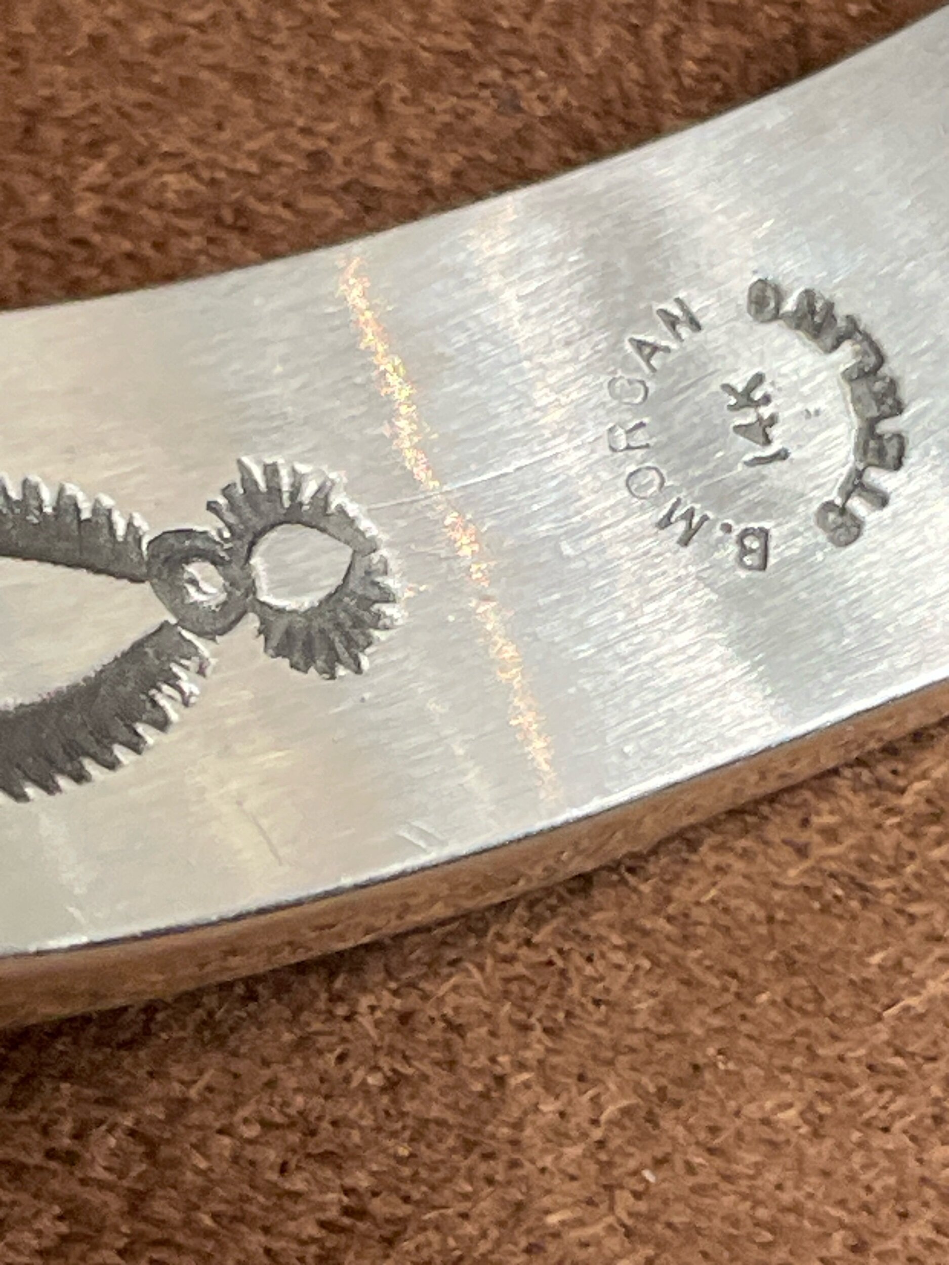 Men's sterling silver and 14 k cuff Native American Bruce Men's sterling silver and 14 k cuff Native American Bruce