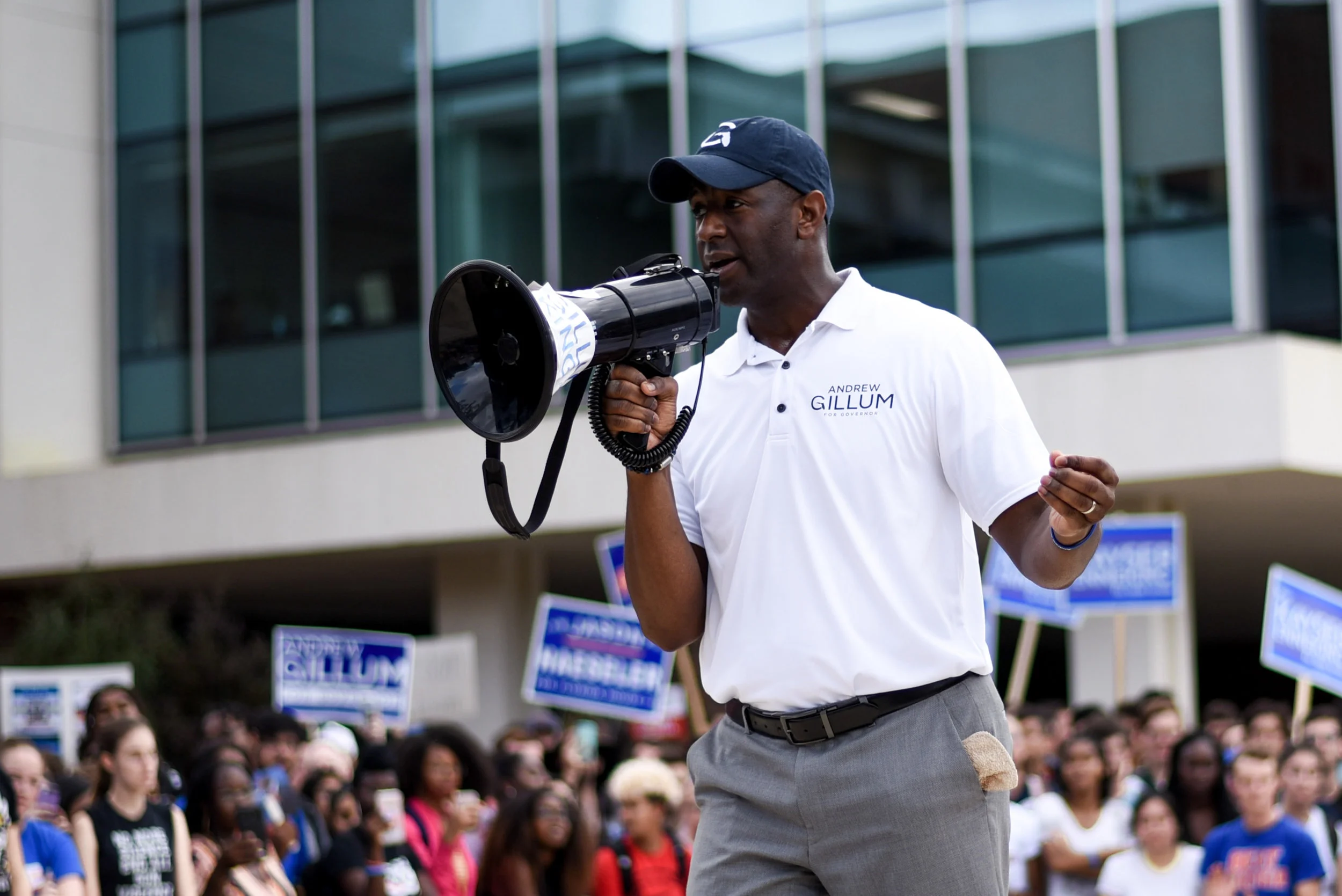Tallahassee Mayor Andrew Gillum, Democratic Party nominee for governor, speaks at a rally at the University of Florida’s Reitz Union Oct. 26, 2018. He encouraged the crowd to use the Reitz Union as an early voting site.