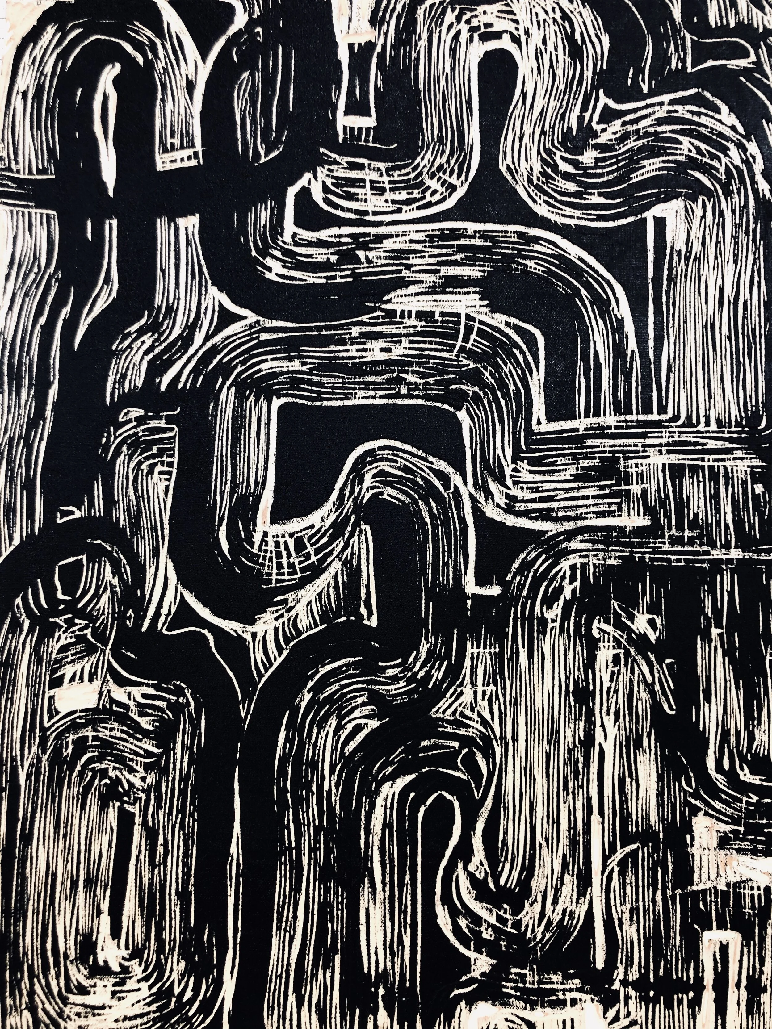  18 x 24”  woodcut.  
