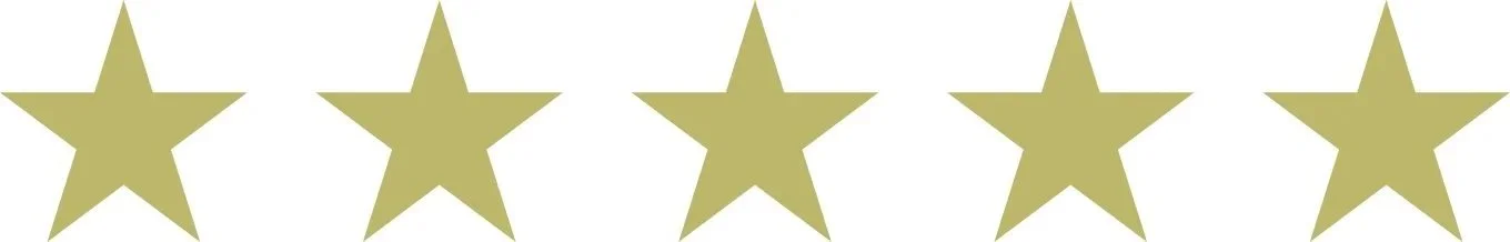 Six gold stars aligned horizontally.